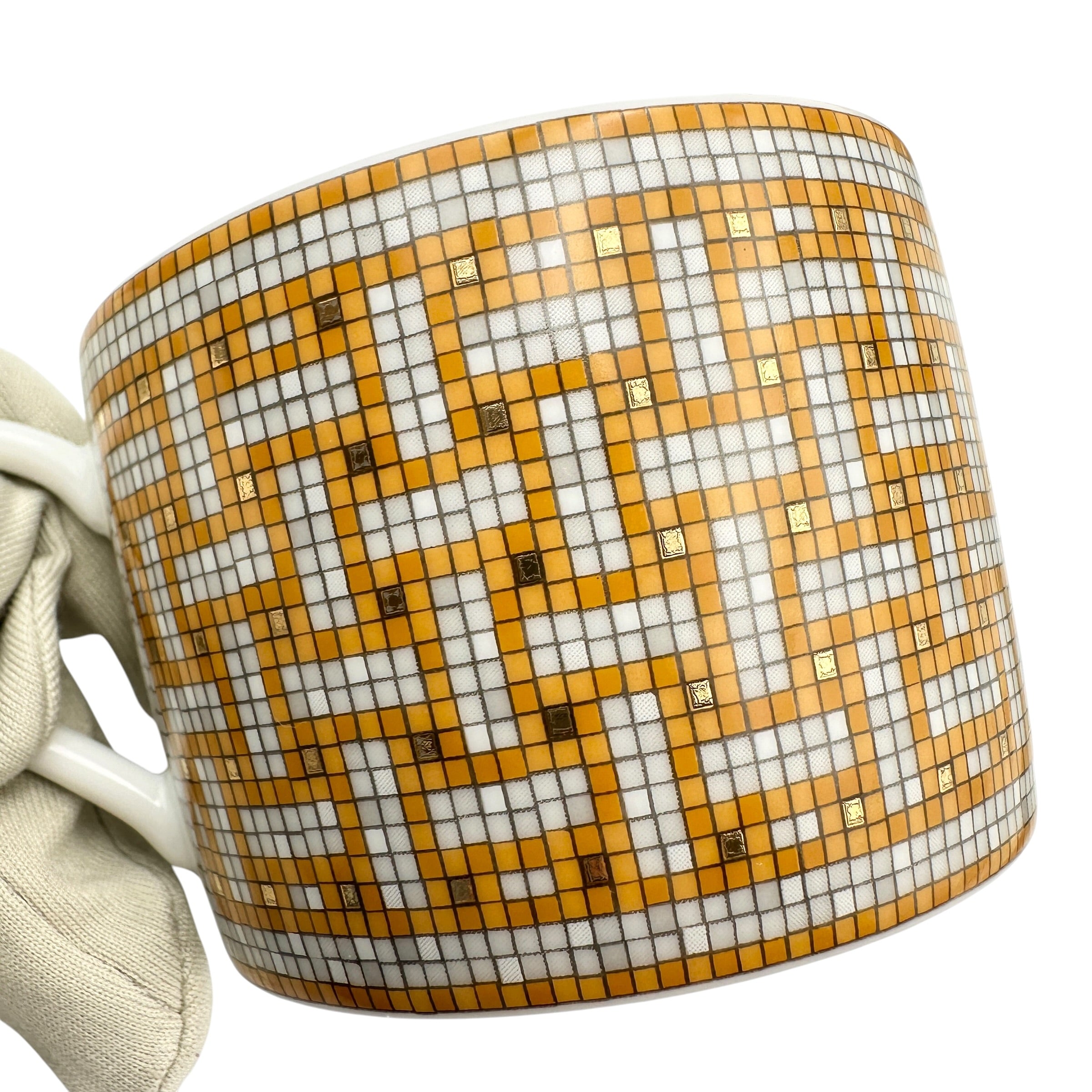 HERMES エルメス ティーカップ&ソーサー ペアセット モザイク24 ゴールド