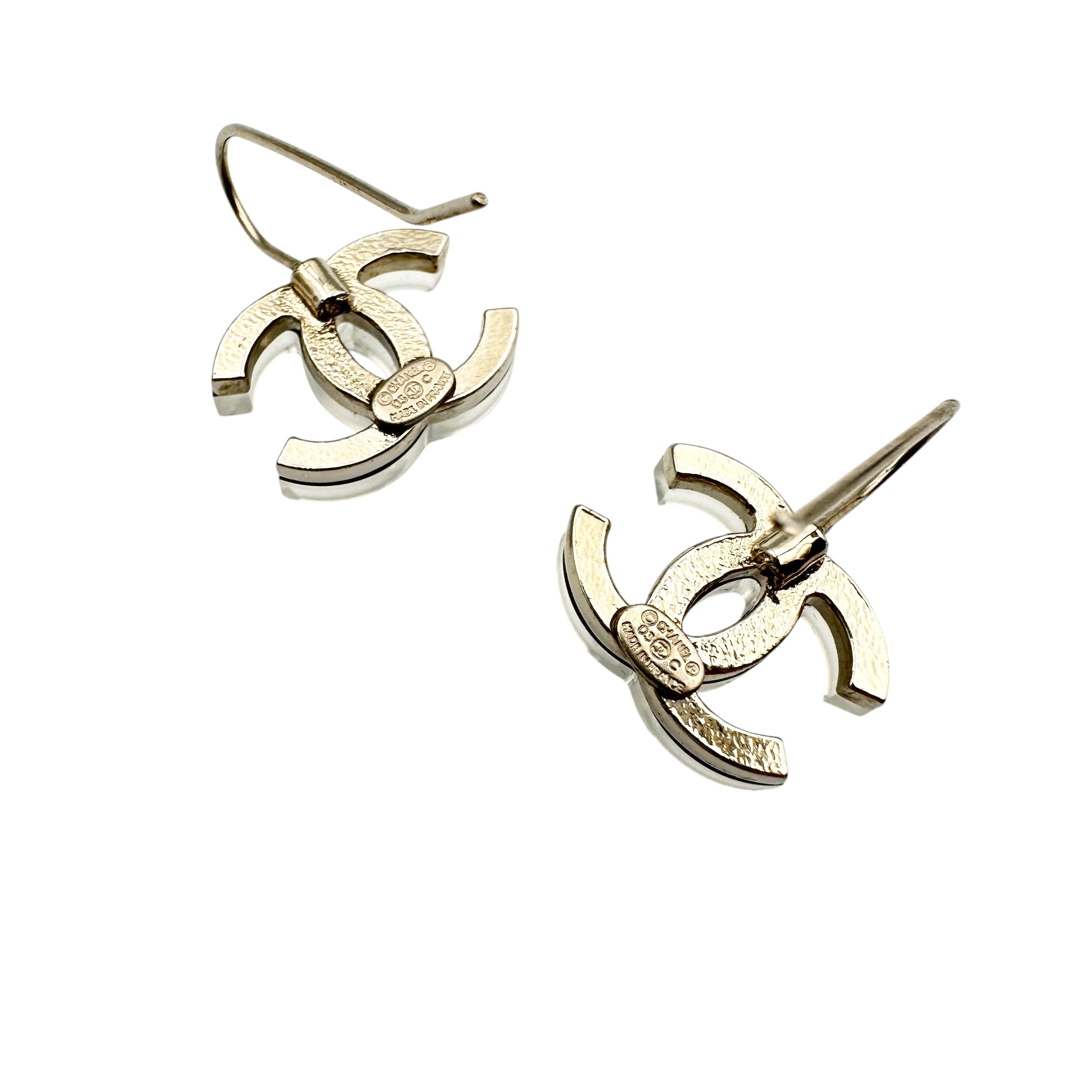 CHANEL シャネル 03C ココマーク ピアス クリア×シルバー