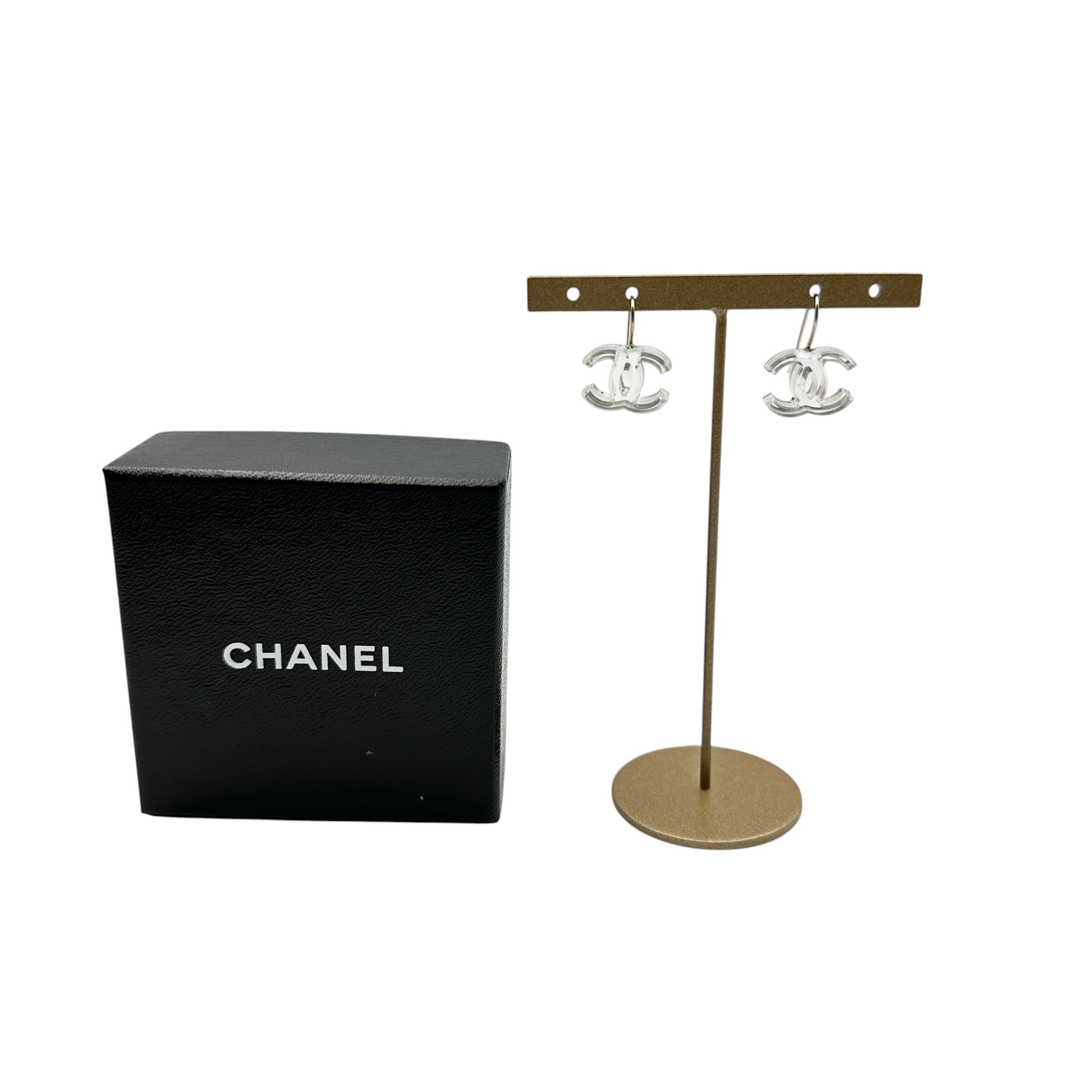CHANEL シャネル 03C ココマーク ピアス クリア×シルバー