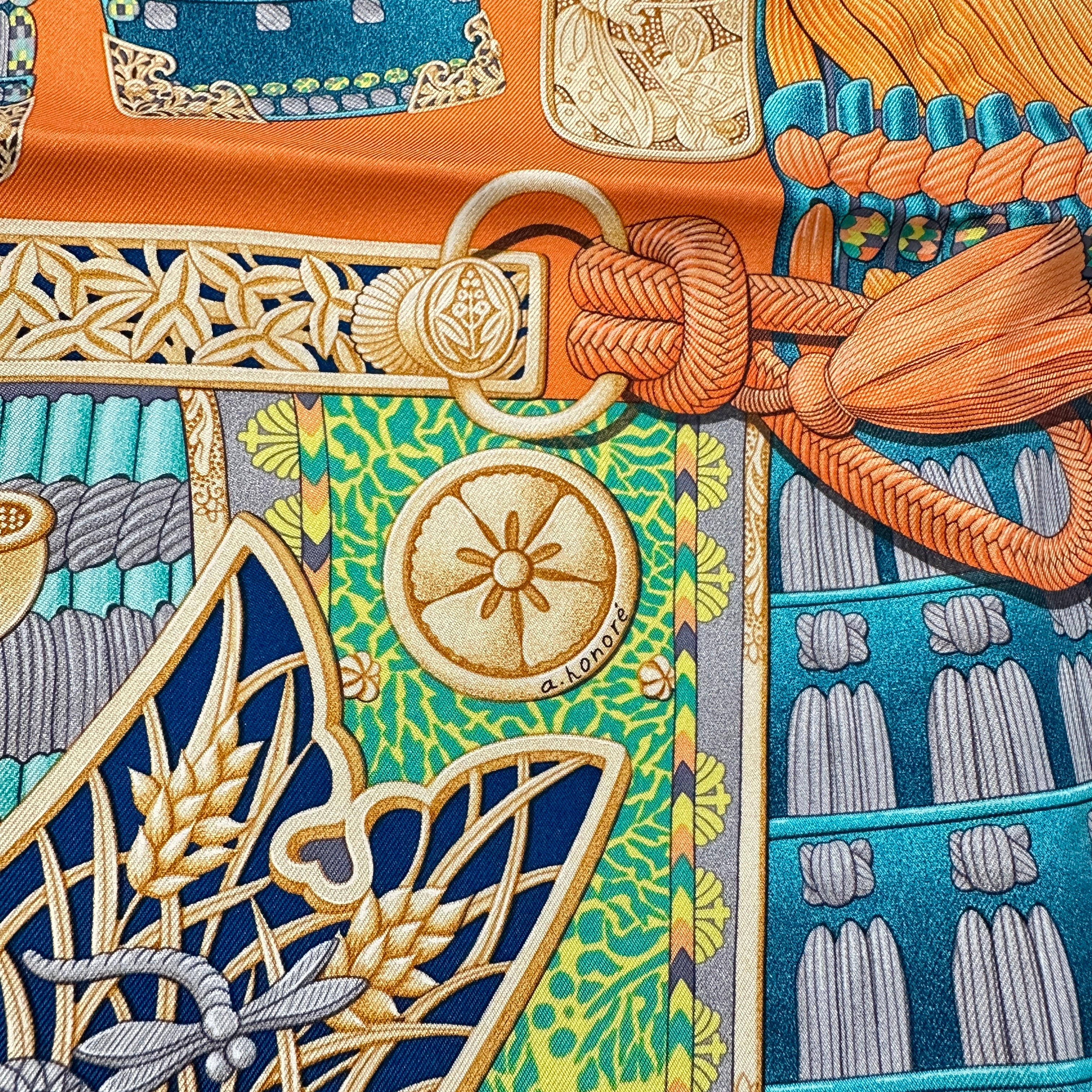 HERMES エルメス カレ90 侍の鎧兜 スカーフ