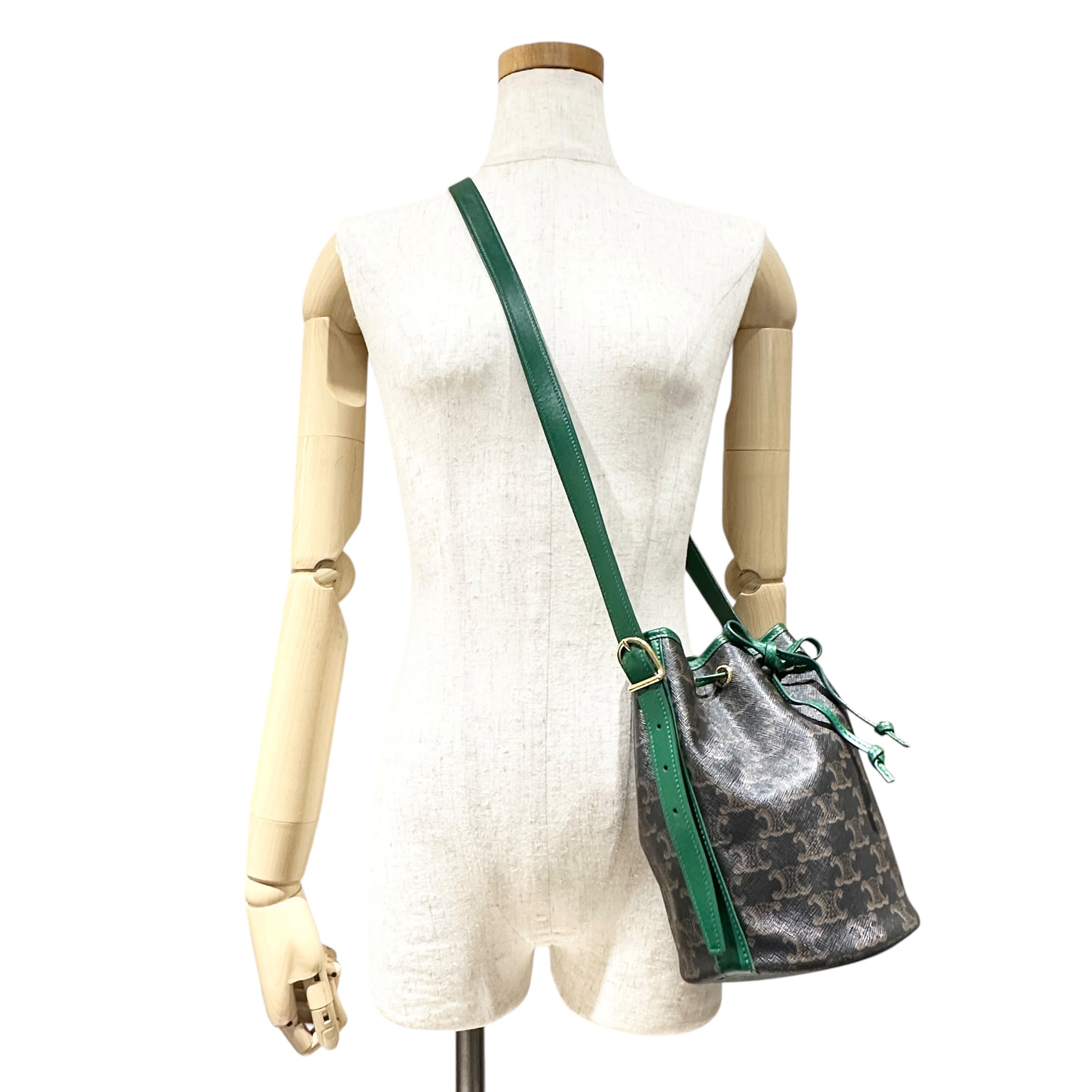 CELINE セリーヌ マカダム 巾着ショルダーバッグ