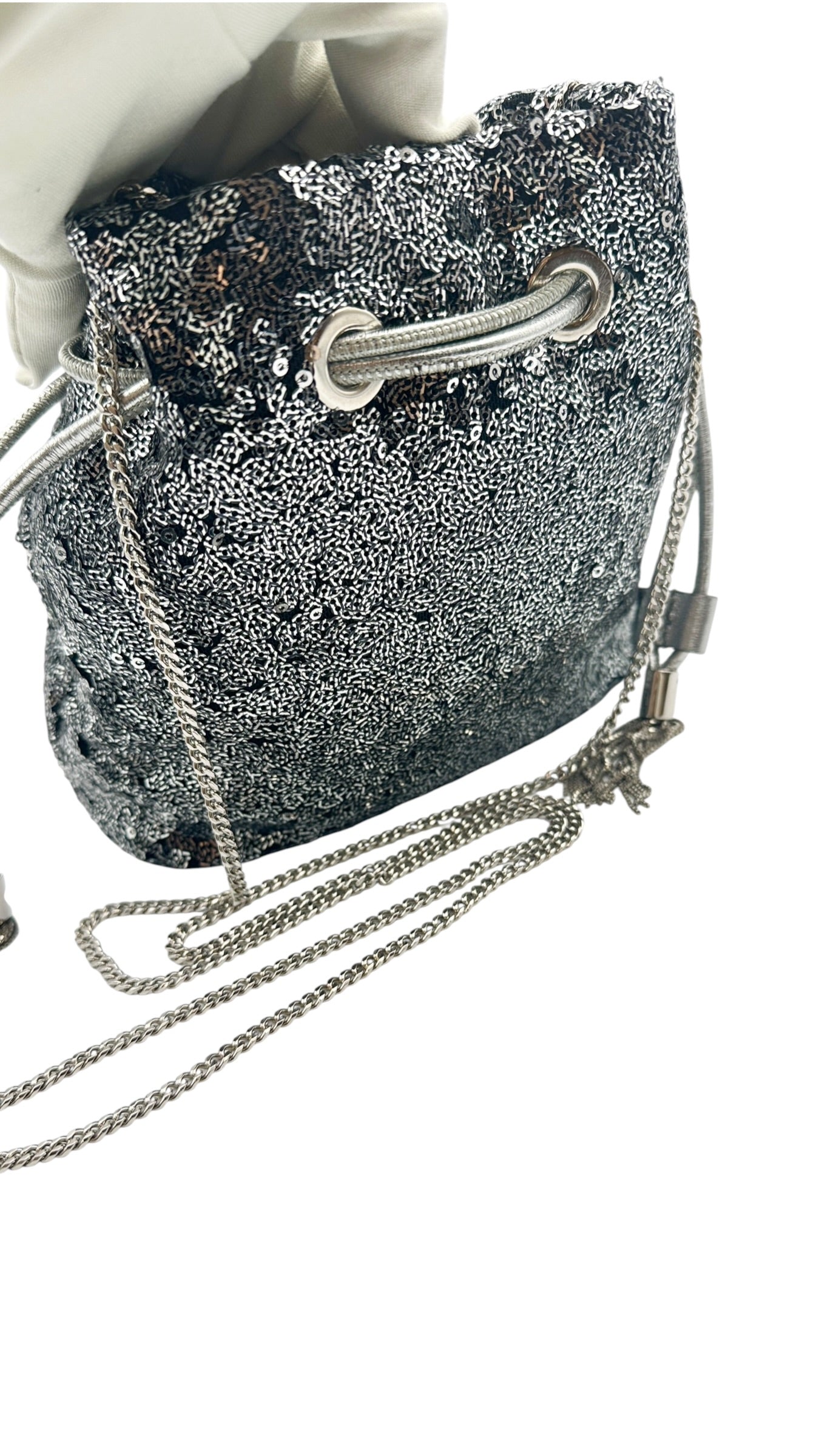 JIMMY CHOO ジミーチュウ スパンコール 巾着チェーンショルダー