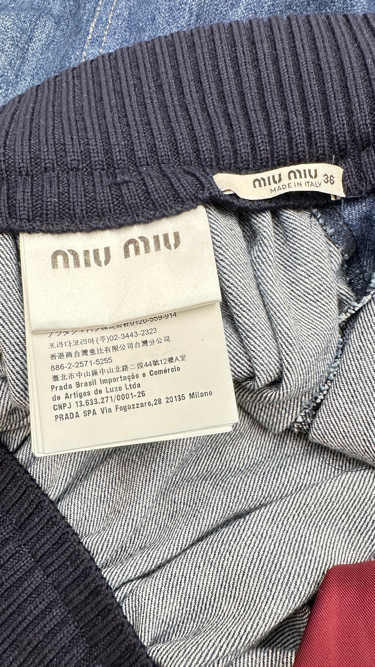 miu miu ミュウミュウ GWD118 1QAZ デニム ウエストリブデザイン フレアスカート