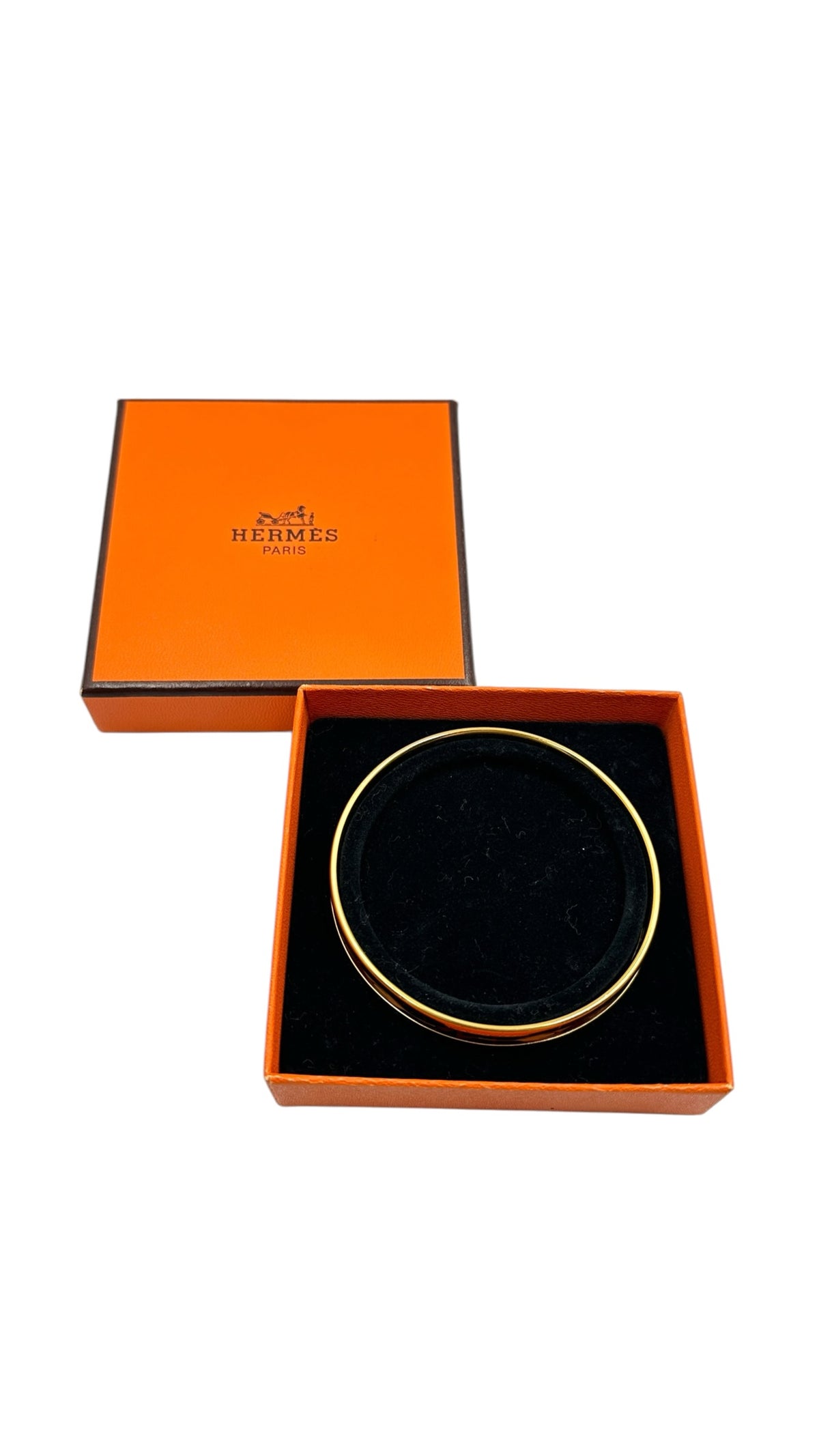 HERMES エルメス エマイユPM バングル 猫 ゴールド×ネイビー