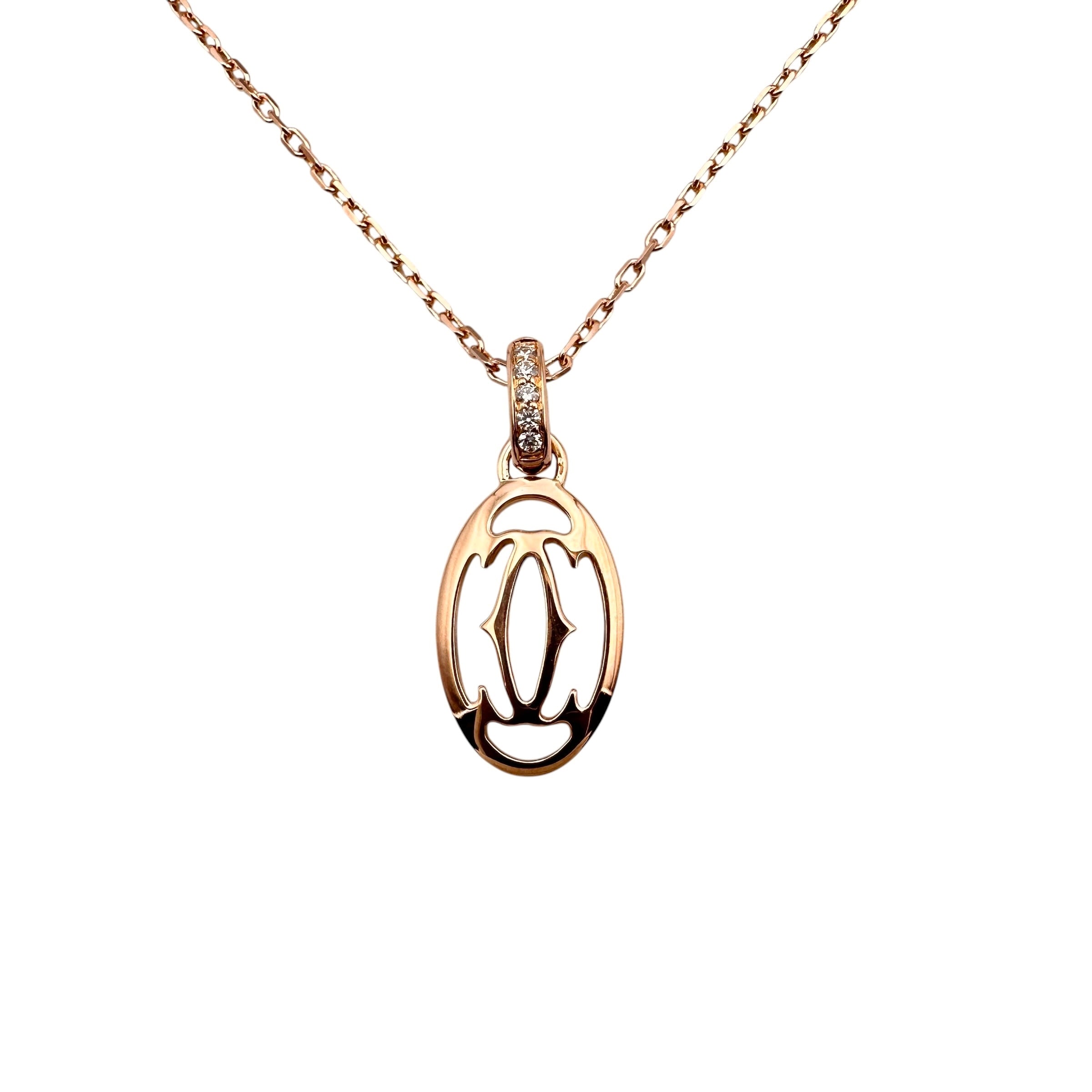 Cartier カルティエ ロゴ ドゥーブルC ダイヤ ネックレス