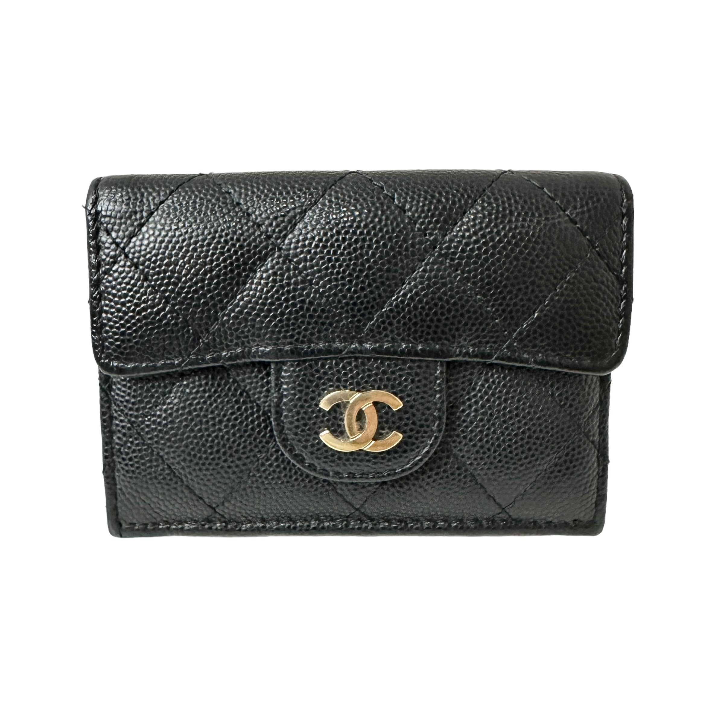 CHANEL シャネル キャビアスキン 3折りコンパクトウォレット