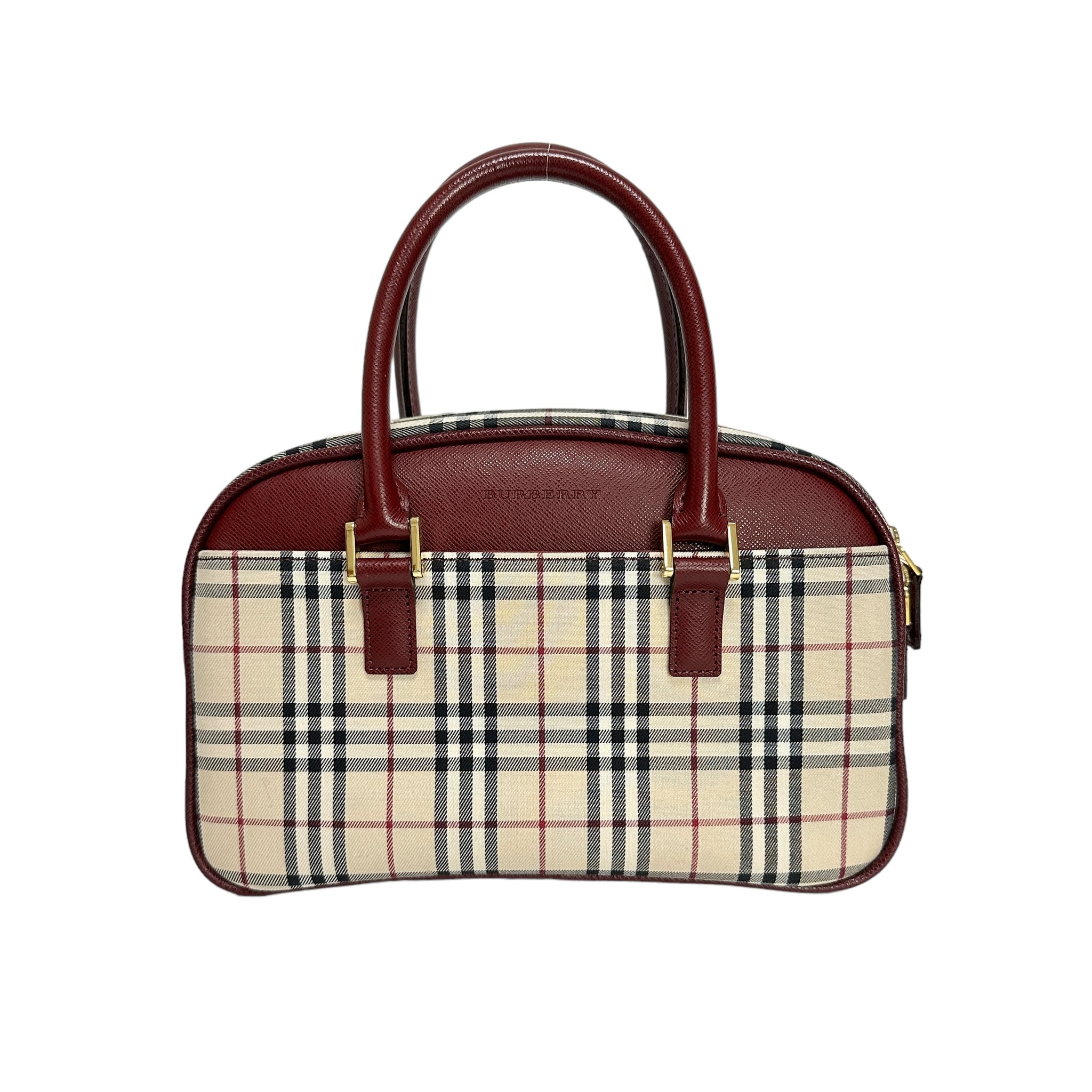 希少 Burberry 織り込ま バーバリー ボストンバッグ ショルダー紐付 
