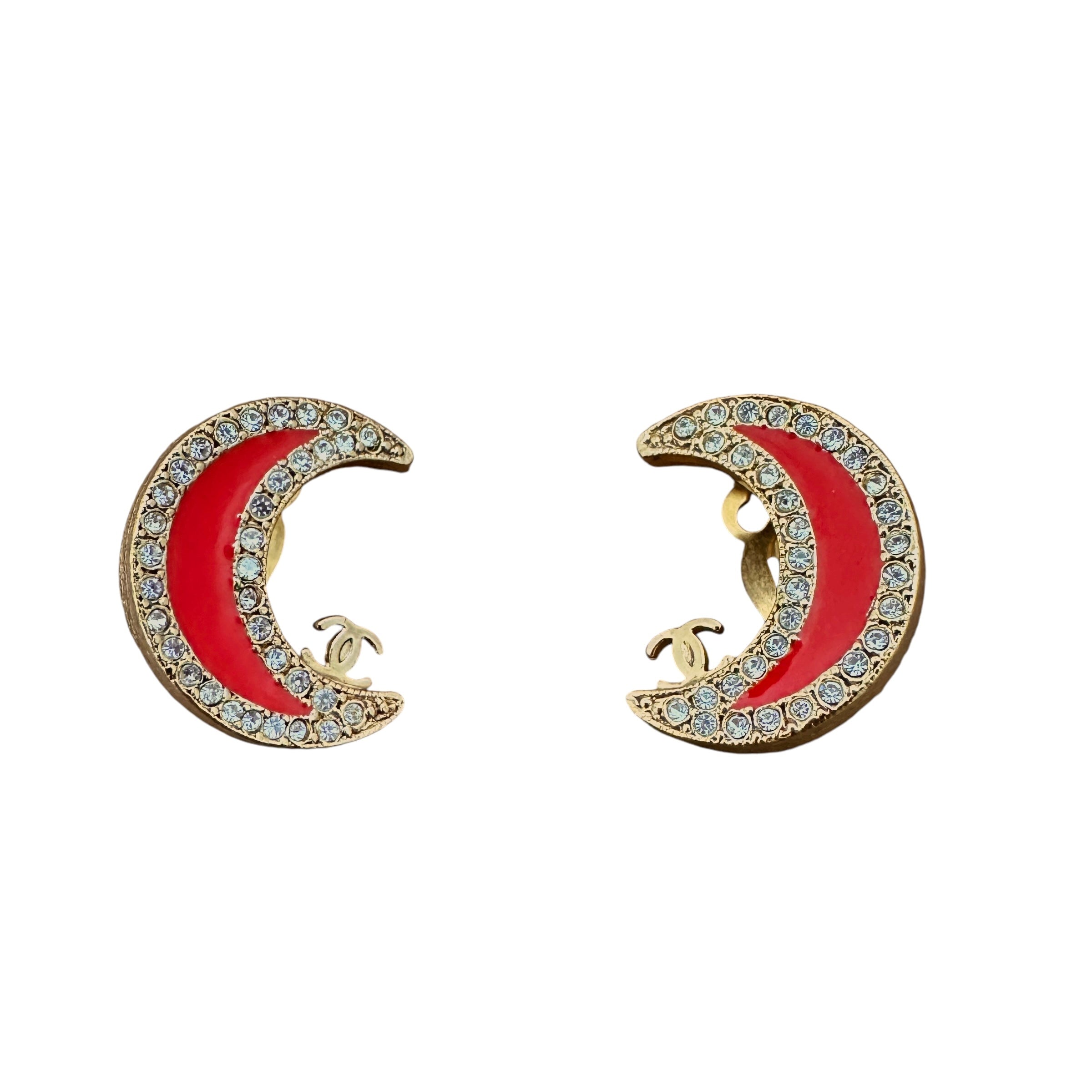 CHANEL シャネル ラインストーン ムーンモチーフ イヤリング