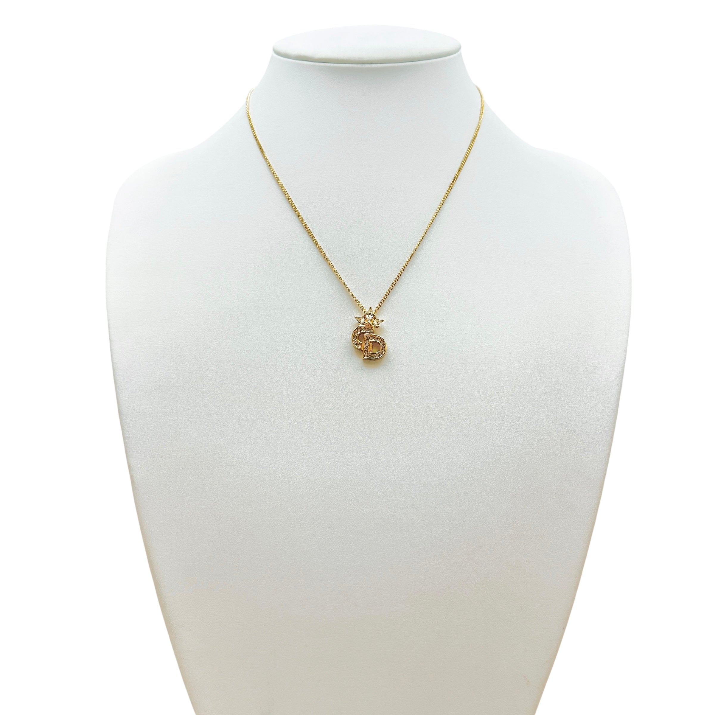 Christian Dior ディオール ラインストーン ロゴネックレス