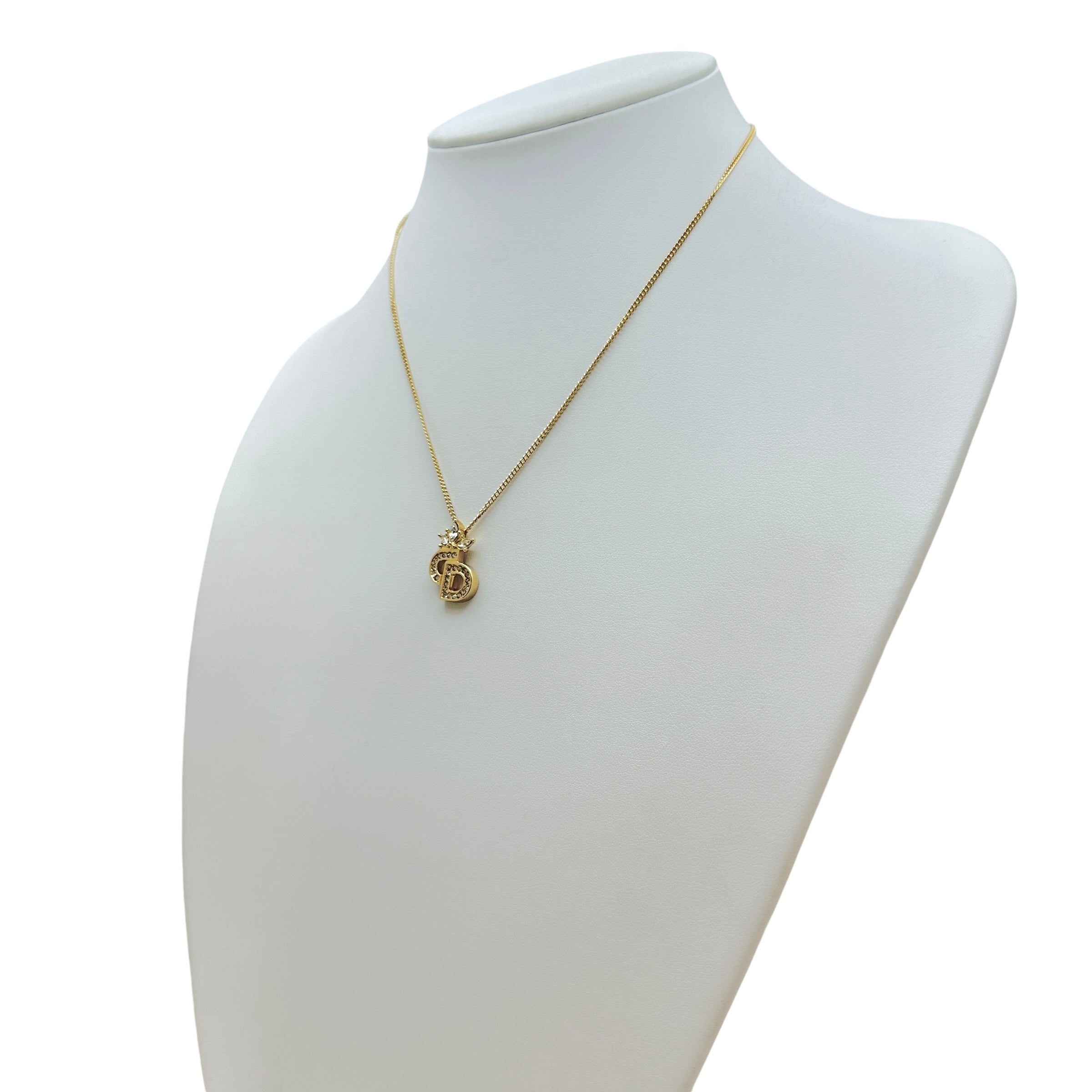 Christian Dior ディオール ラインストーン ロゴネックレス