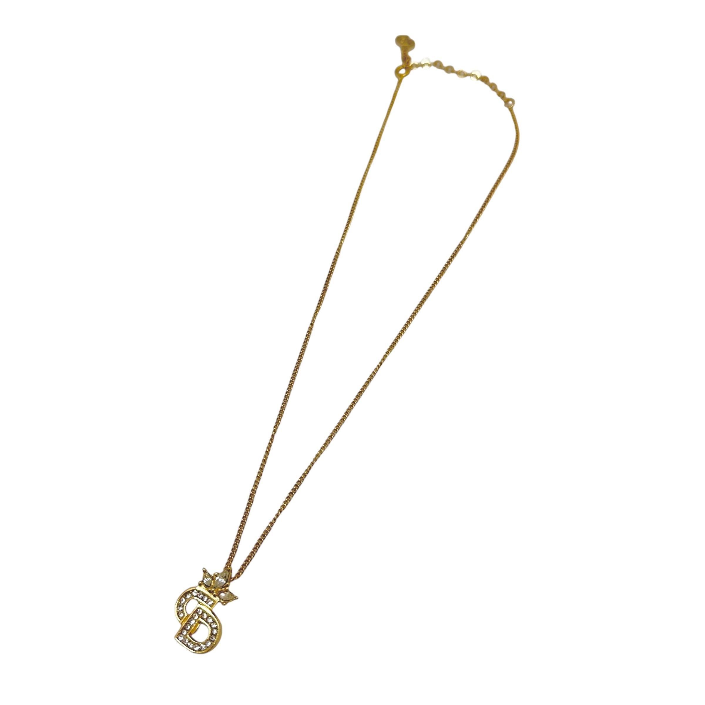 Christian Dior ディオール ラインストーン ロゴネックレス