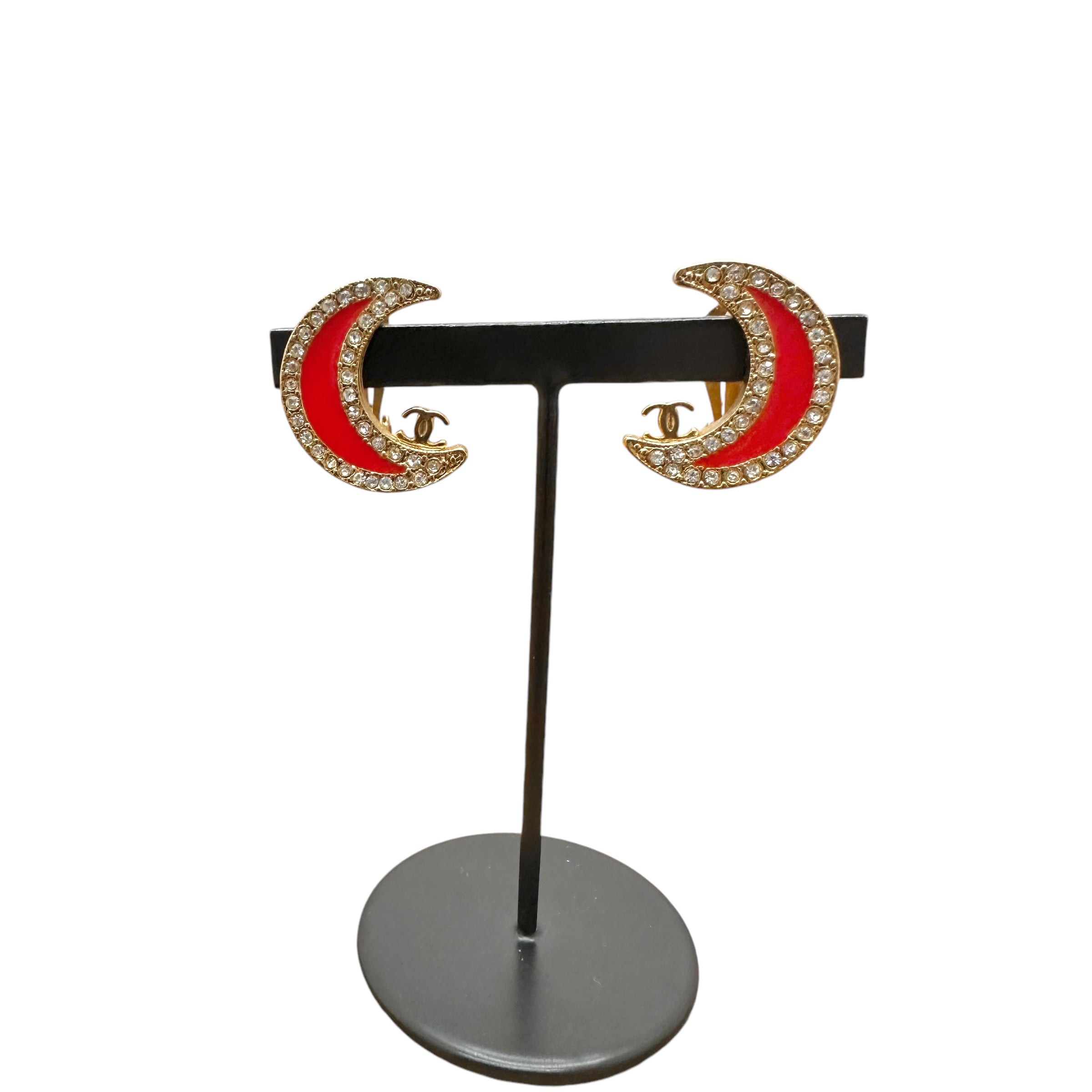 CHANEL シャネル ラインストーン ムーンモチーフ イヤリング