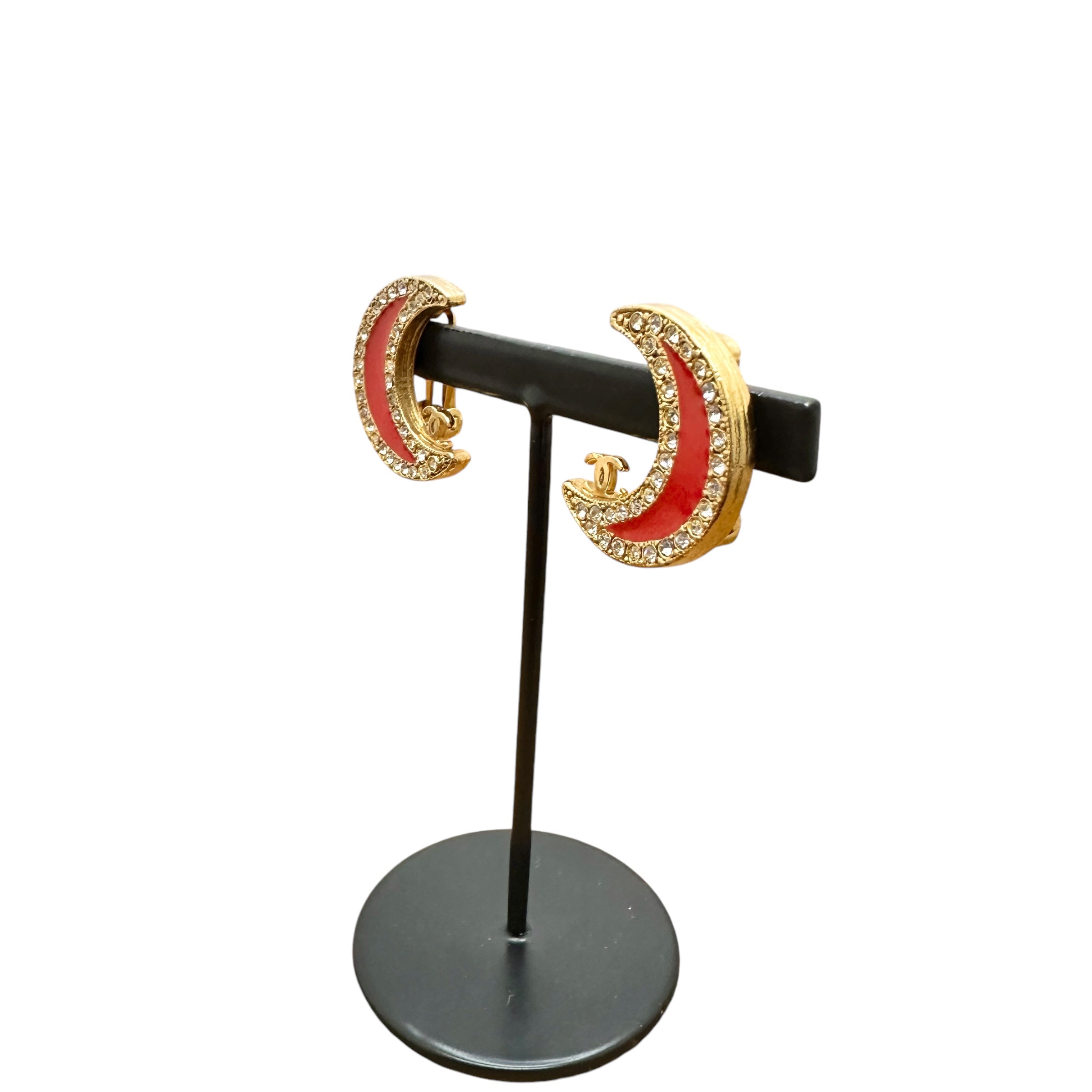 CHANEL シャネル ラインストーン ムーンモチーフ イヤリング