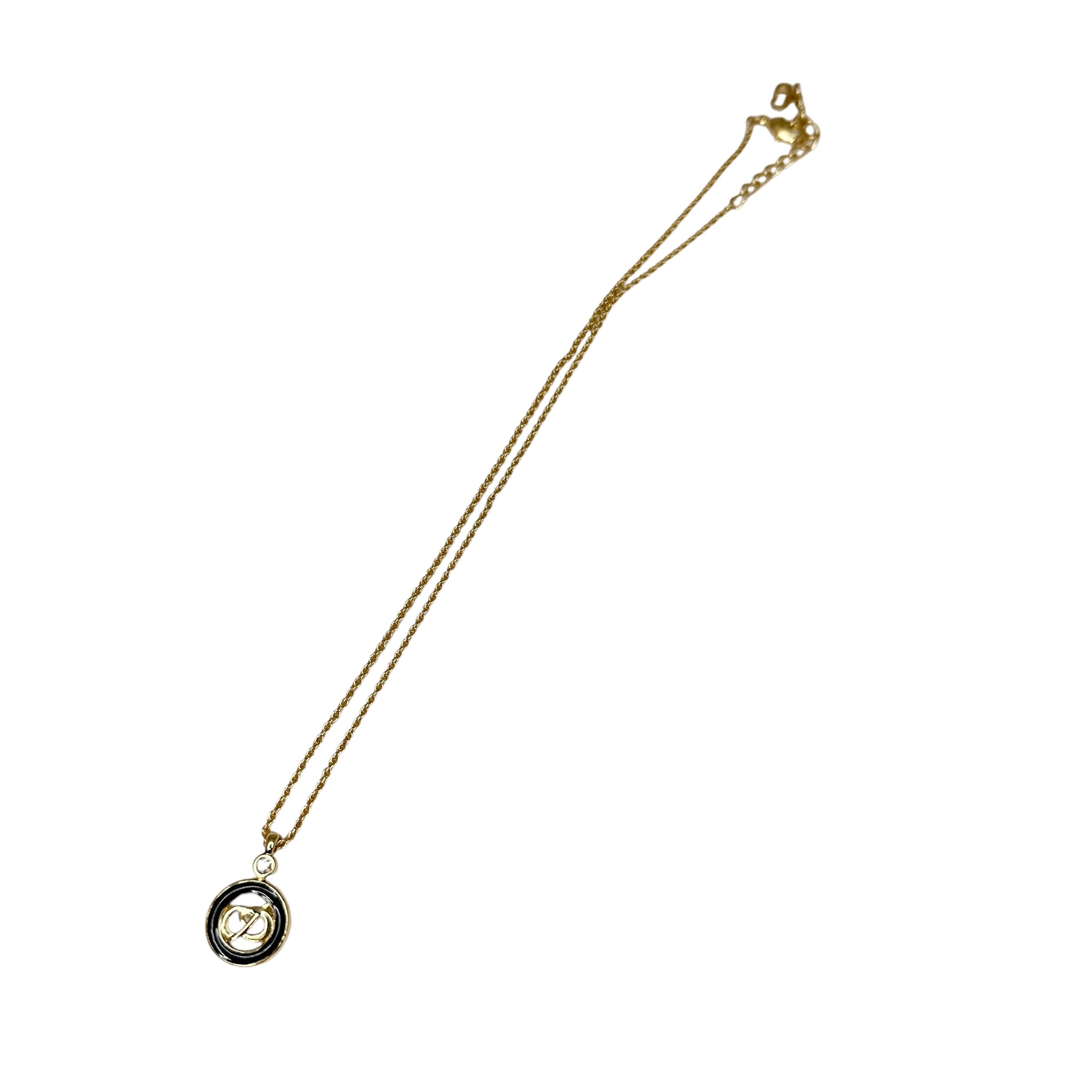 Christian Dior ディオール ラインストーン ロゴネックレス