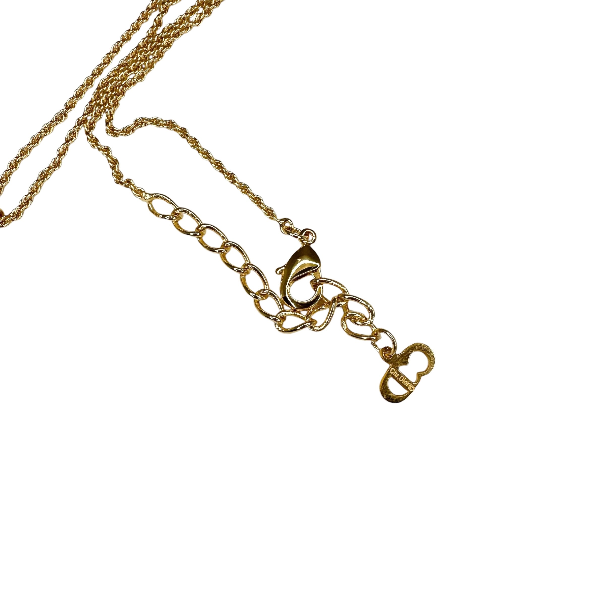 Christian Dior ディオール ラインストーン ロゴネックレス