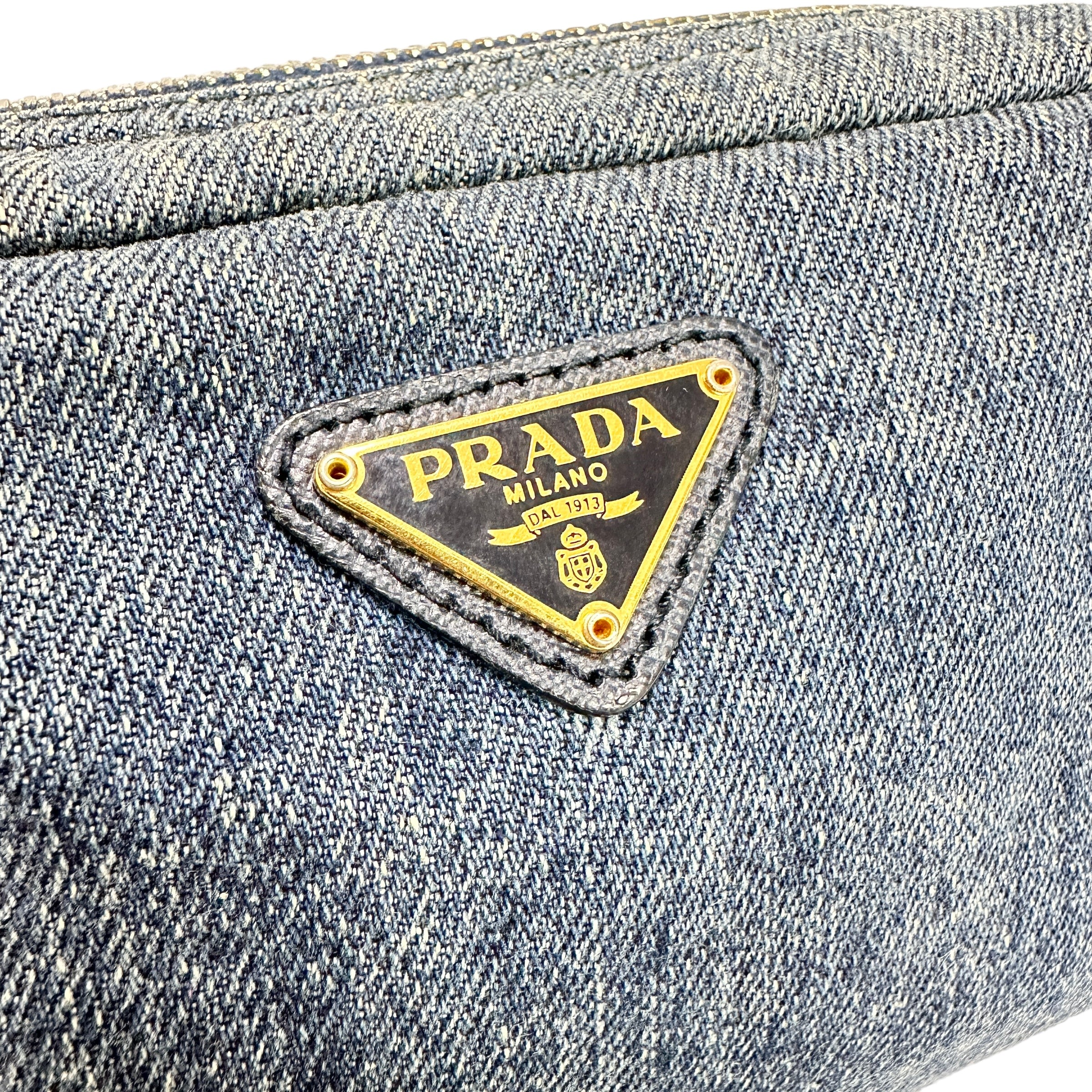 PRADA プラダ デニムポーチ ブルー