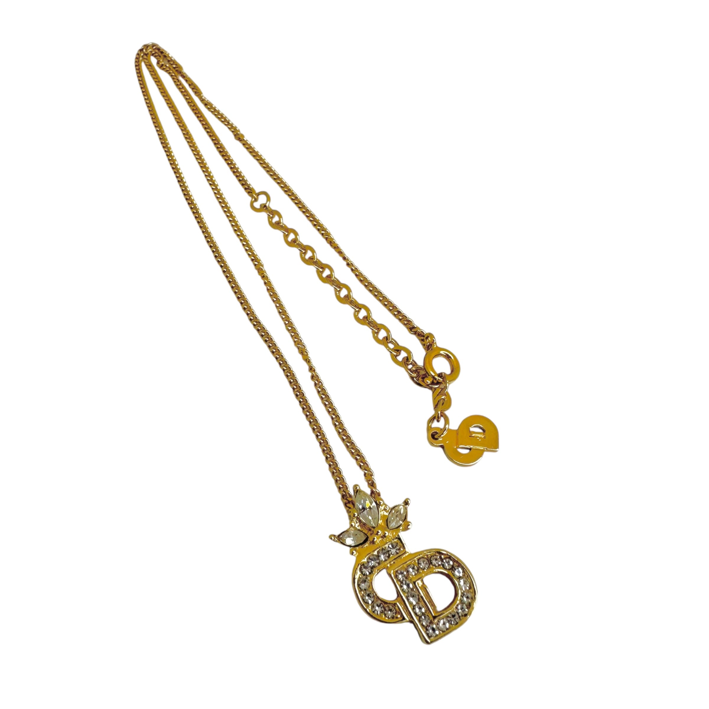 Christian Dior ディオール ラインストーン ロゴネックレス