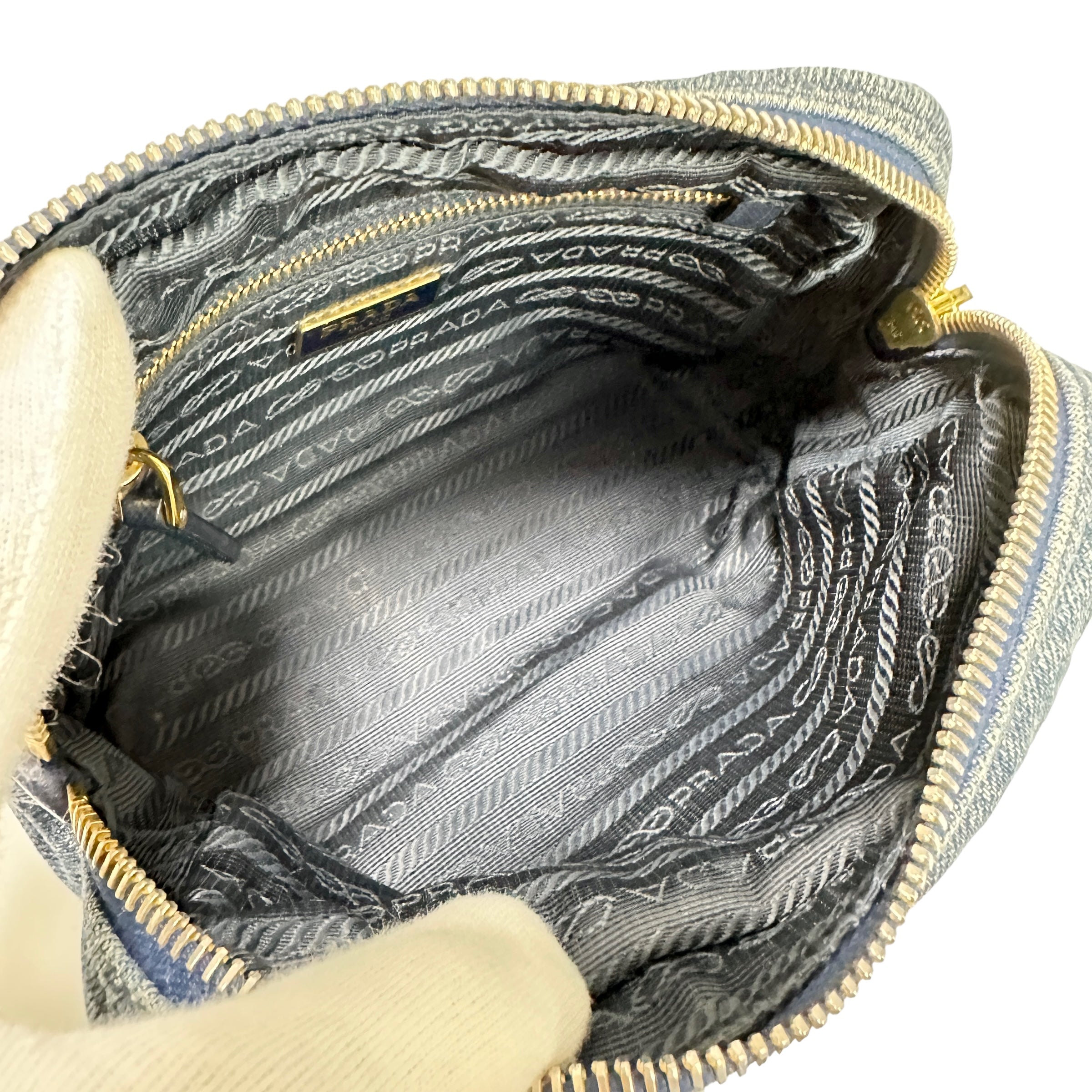 PRADA プラダ デニムポーチ ブルー