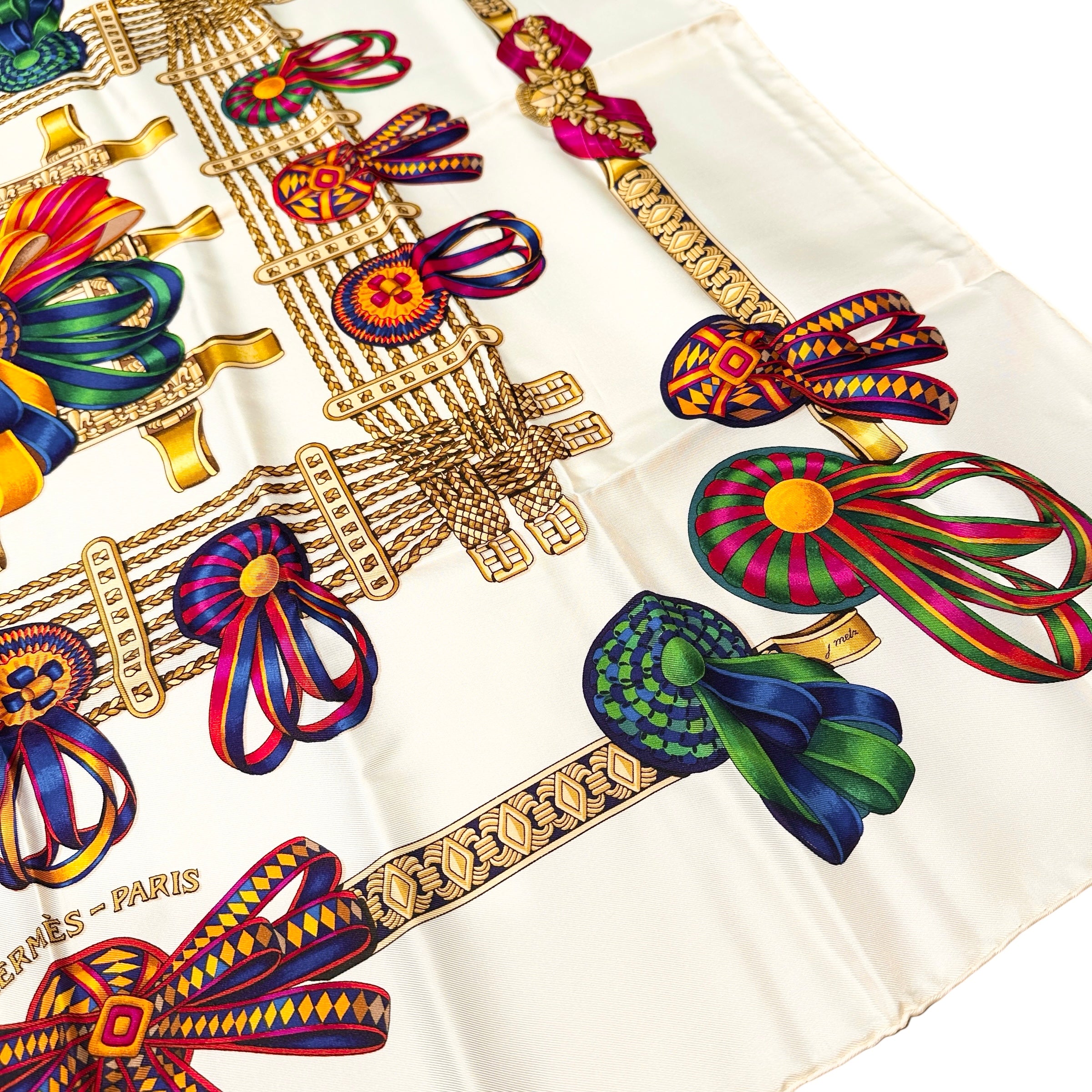 HERMES エルメス カレ90 馬のリボン飾り