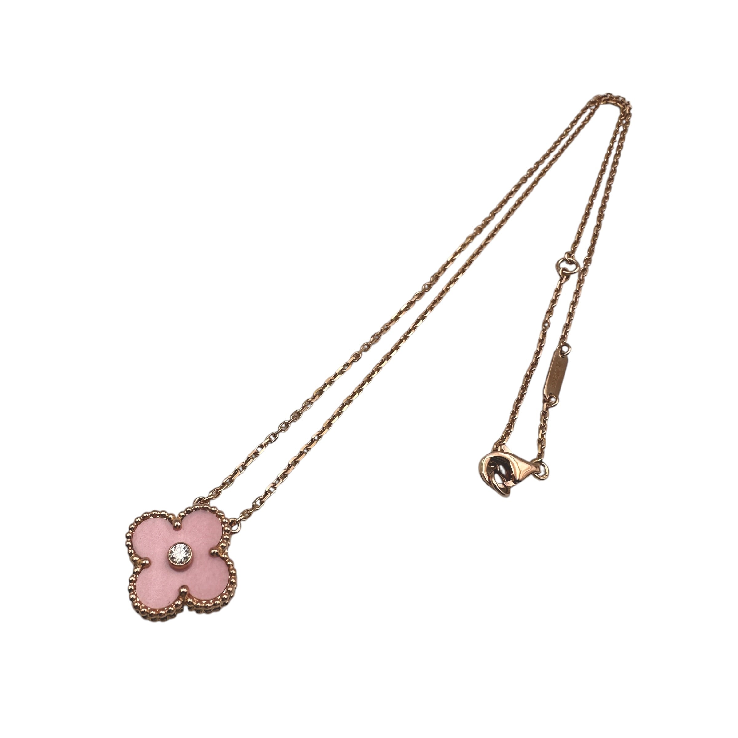 VanCleef & Arpels ヴァンクリーフ&アーペル ヴィンテージアルハンブラ ピンクセーブル ネックレス