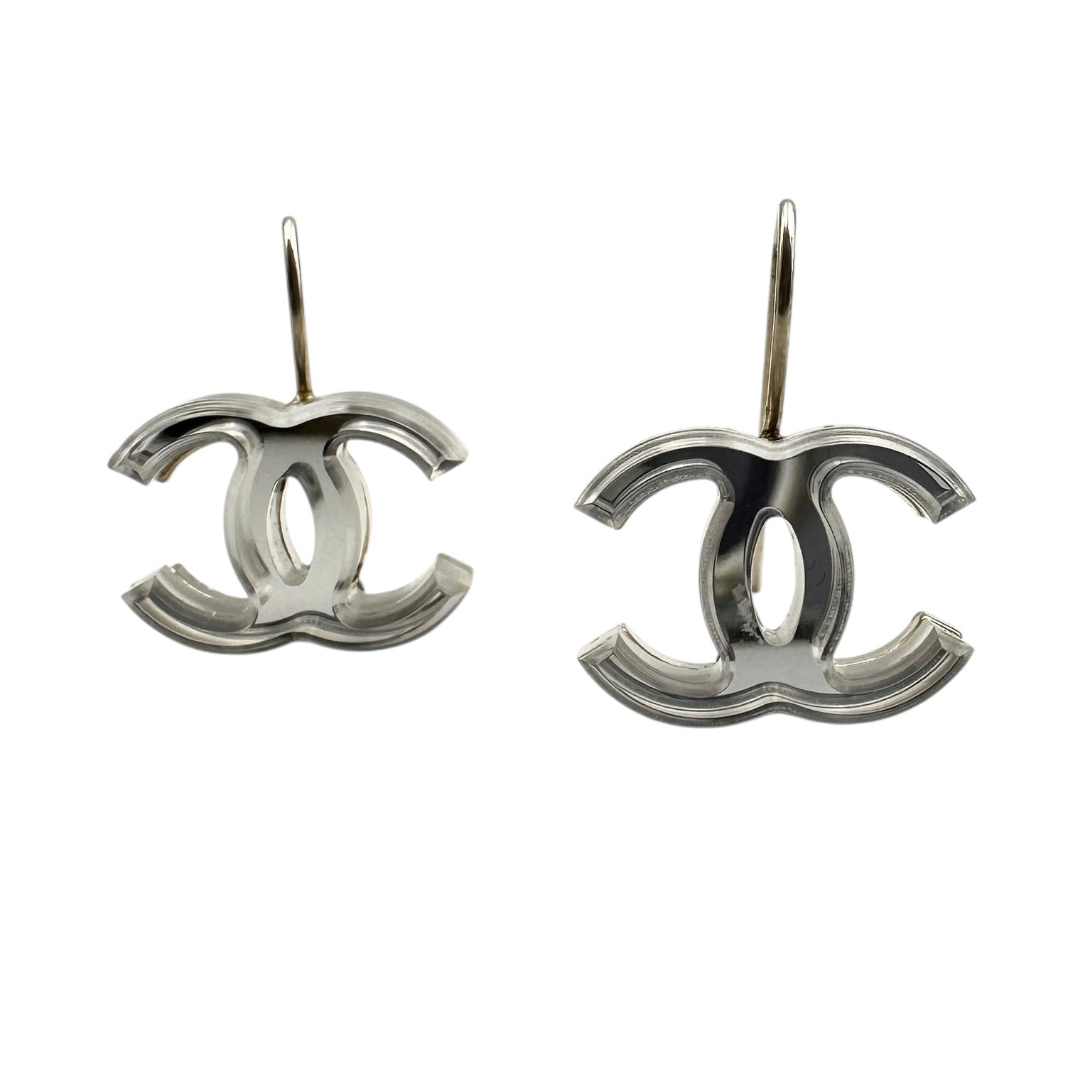 CHANEL シャネル 03C ココマーク ピアス クリア×シルバー