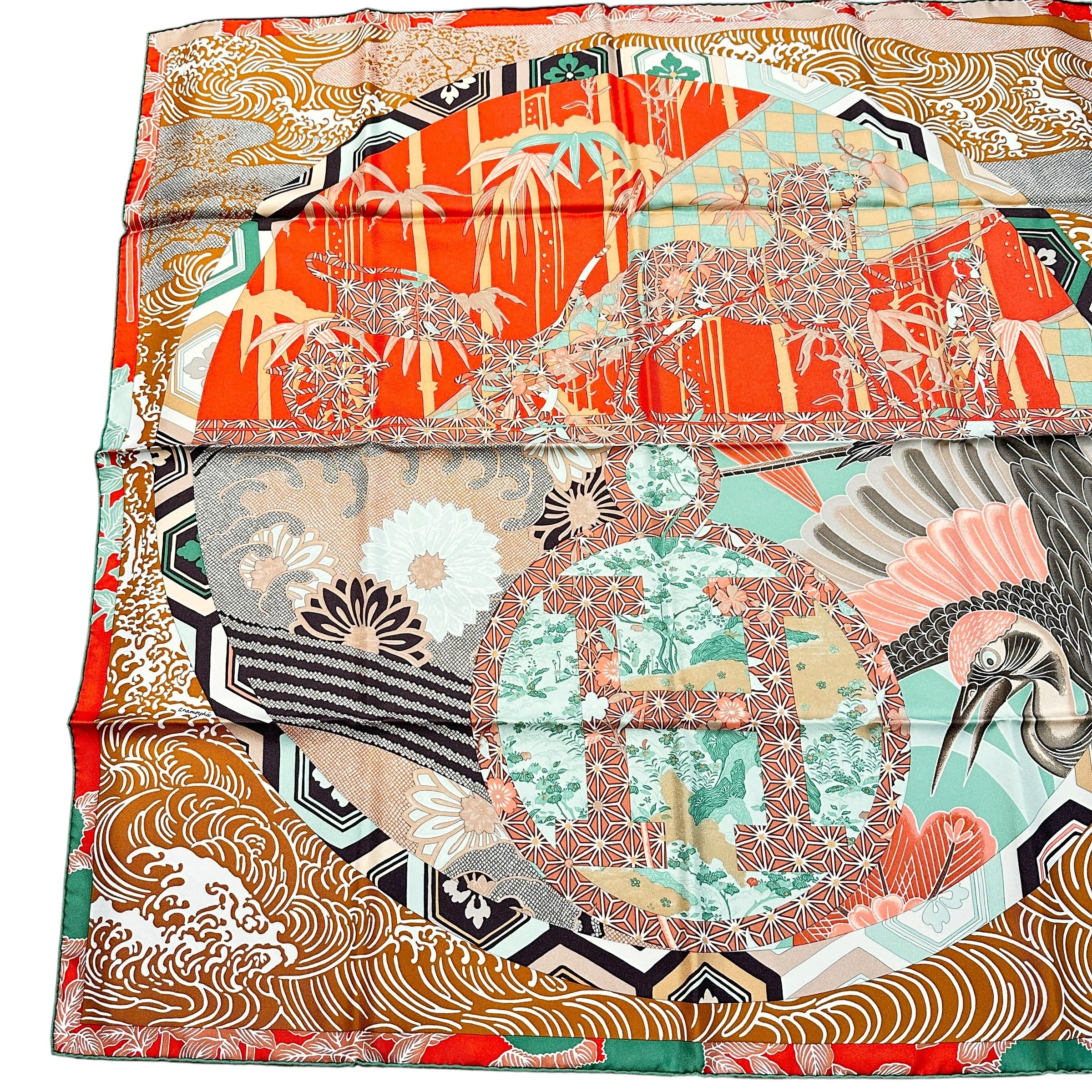 HERMES エルメス カレ90 スカーフ キモノ・エクスリブリス