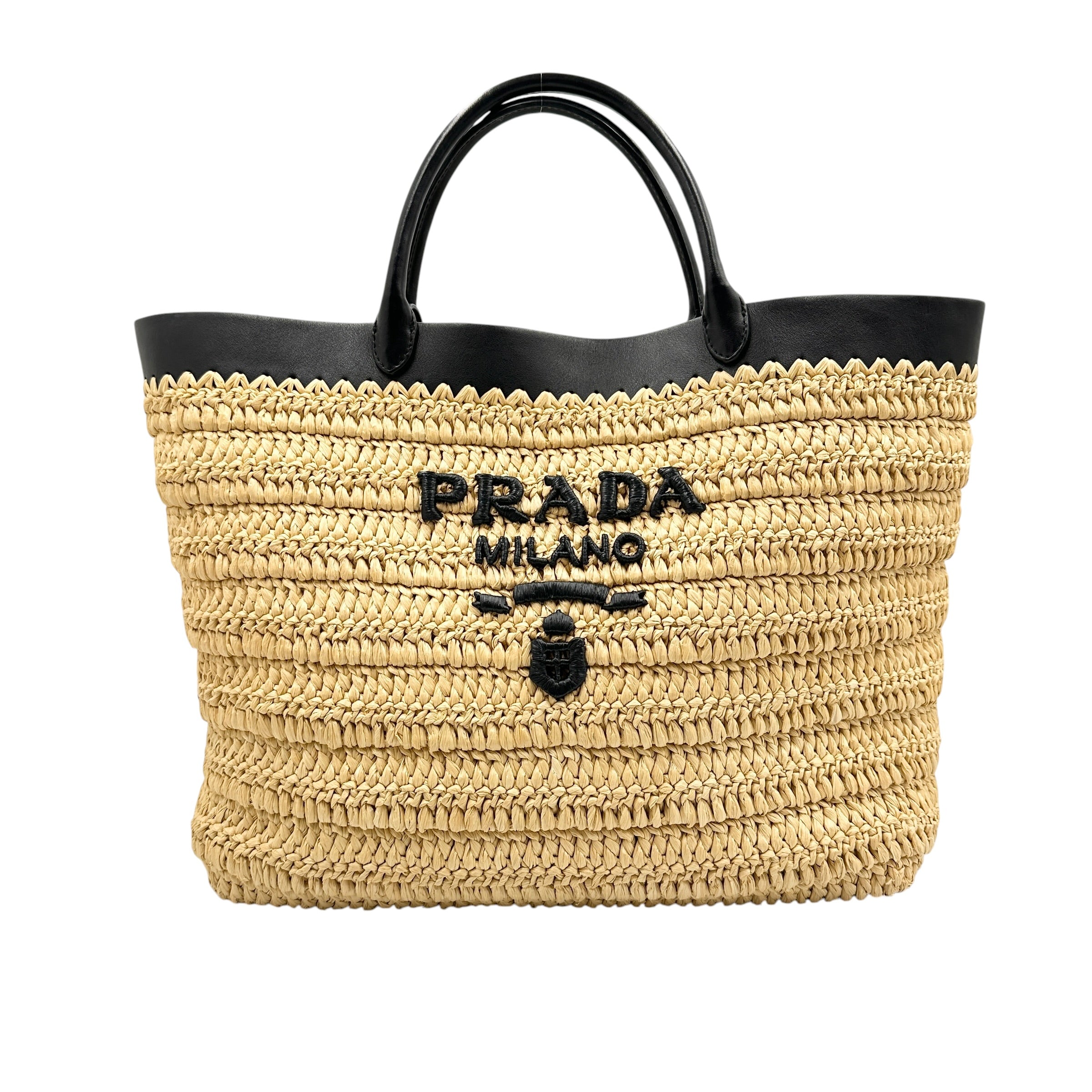 PRADA プラダ スモール クロシェ×レザー 2wayトートバッグ