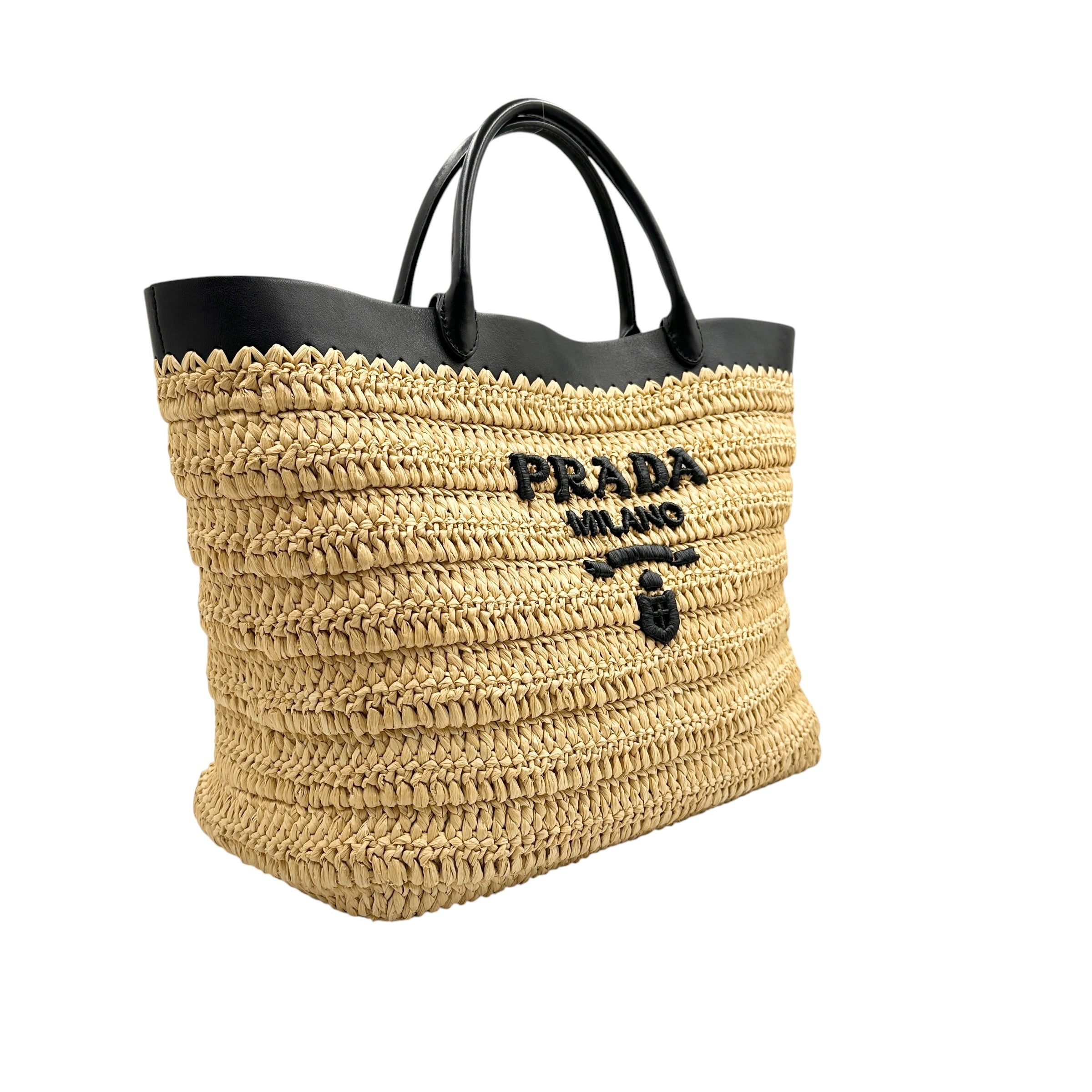 PRADA プラダ スモール クロシェ×レザー 2wayトートバッグ