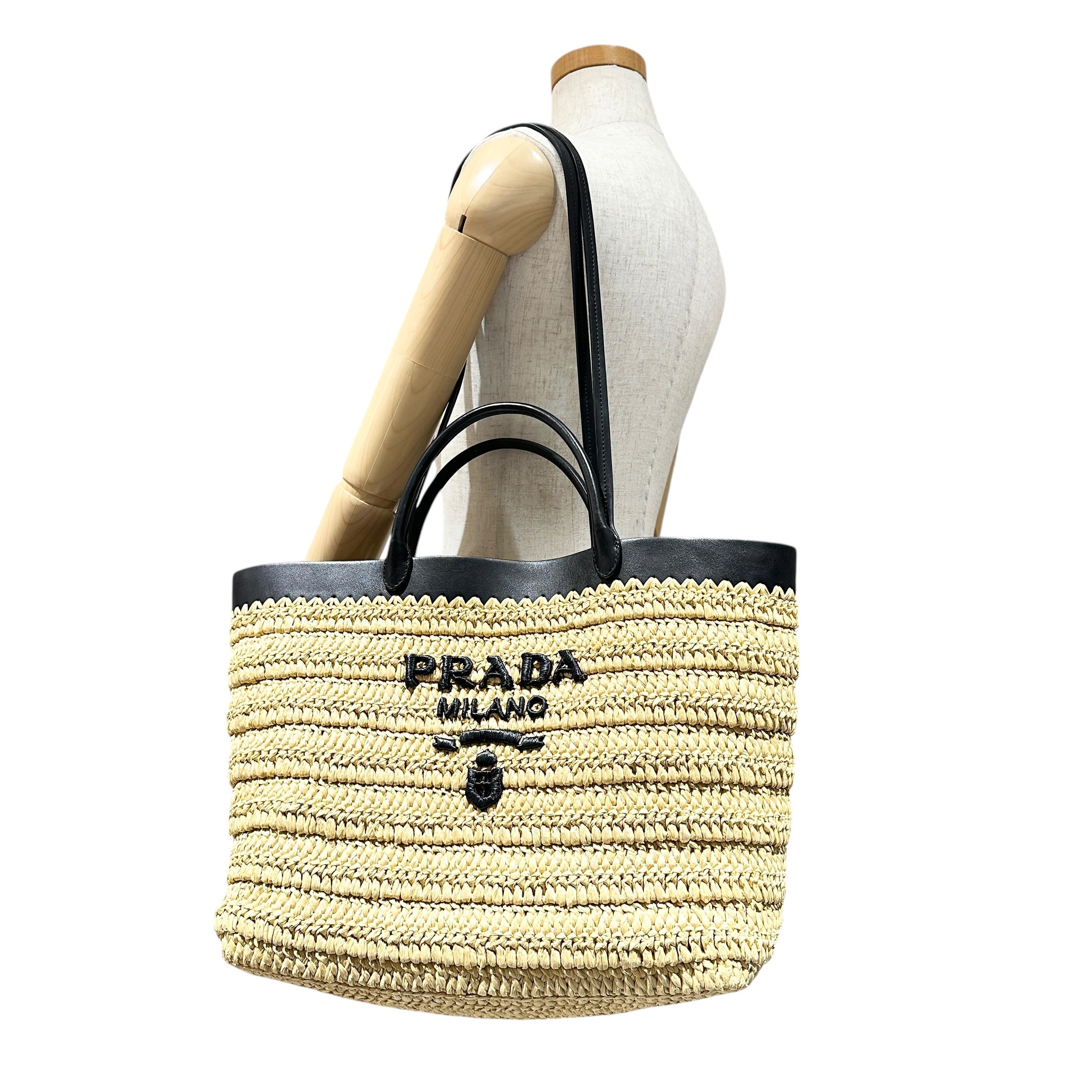 PRADA プラダ スモール クロシェ×レザー 2wayトートバッグ