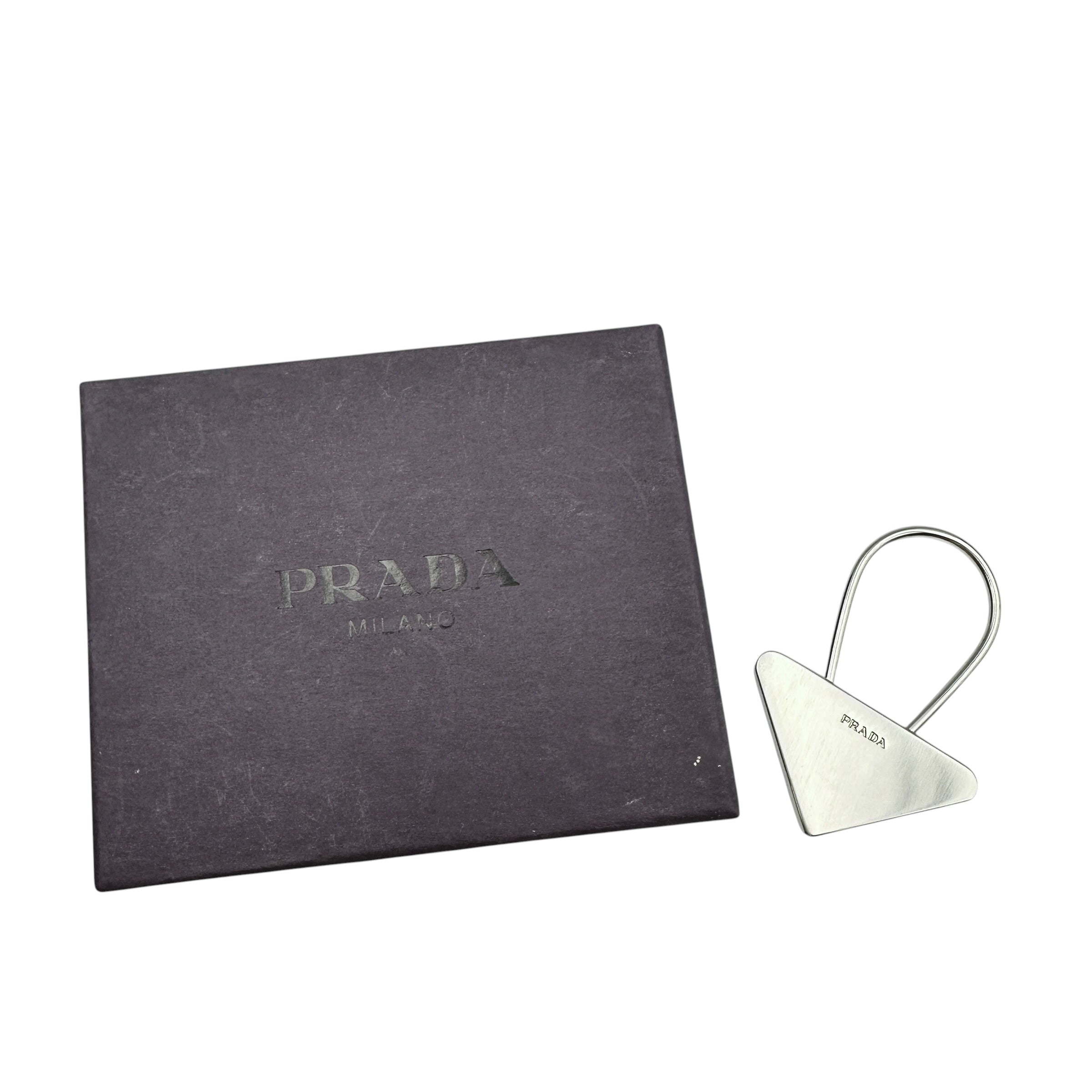 PRADA プラダ 三角プレート キーリング シルバー