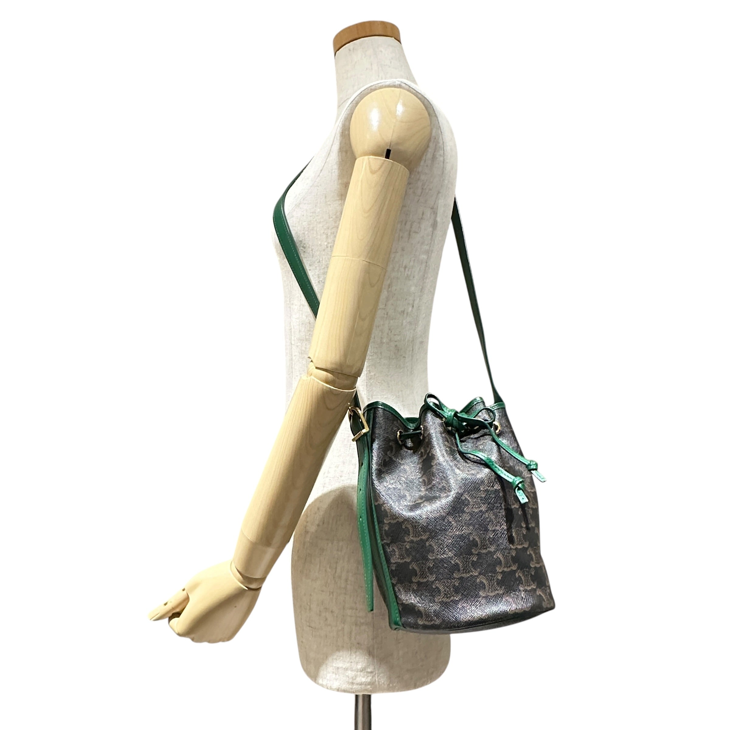 CELINE セリーヌ マカダム 巾着ショルダーバッグ
