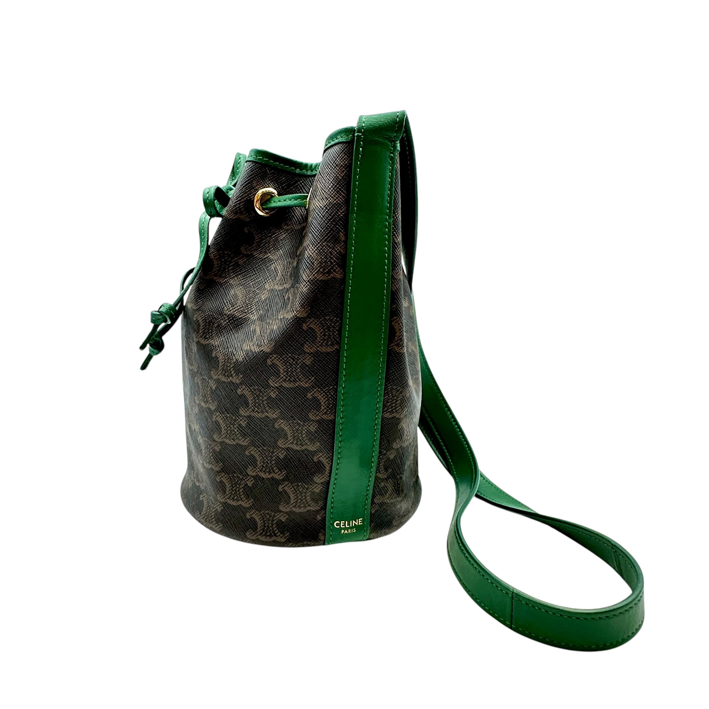 CELINE セリーヌ マカダム 巾着ショルダーバッグ