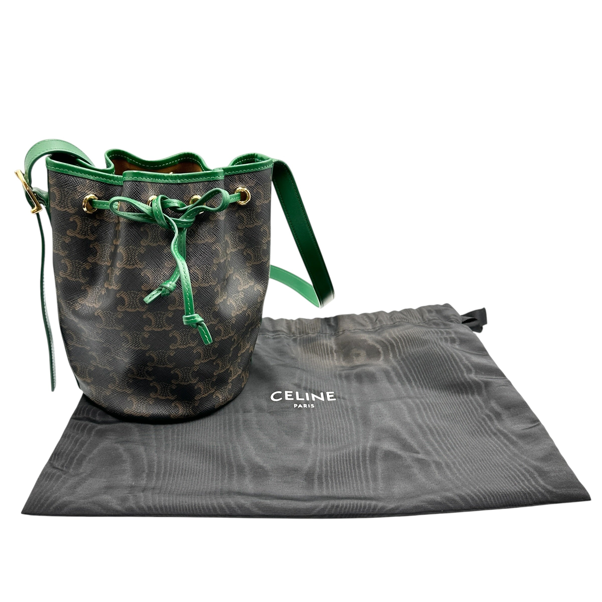 CELINE セリーヌ マカダム 巾着ショルダーバッグ