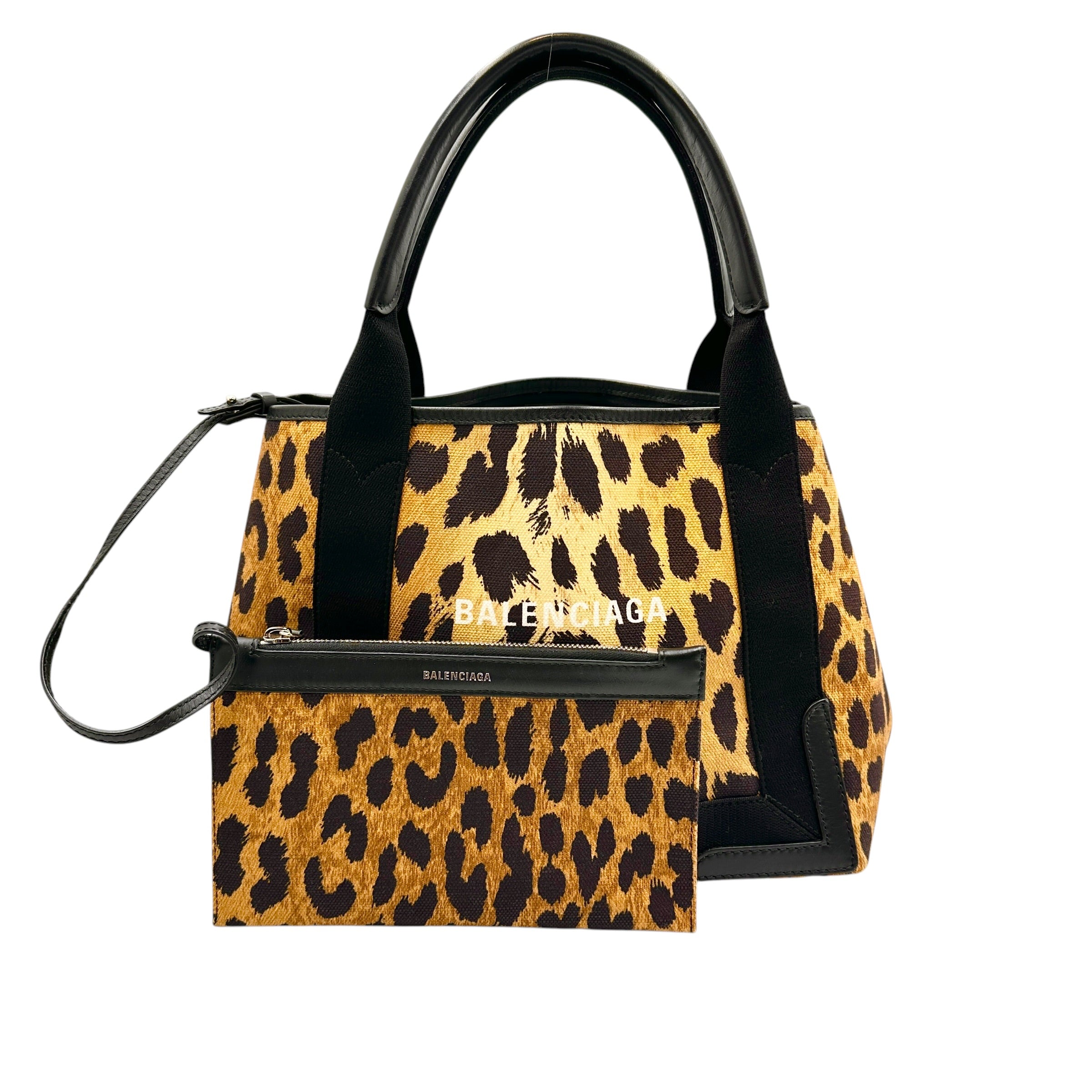 BALENCIAGA バレンシアガ ネイビーカバス トートバッグ レオパード