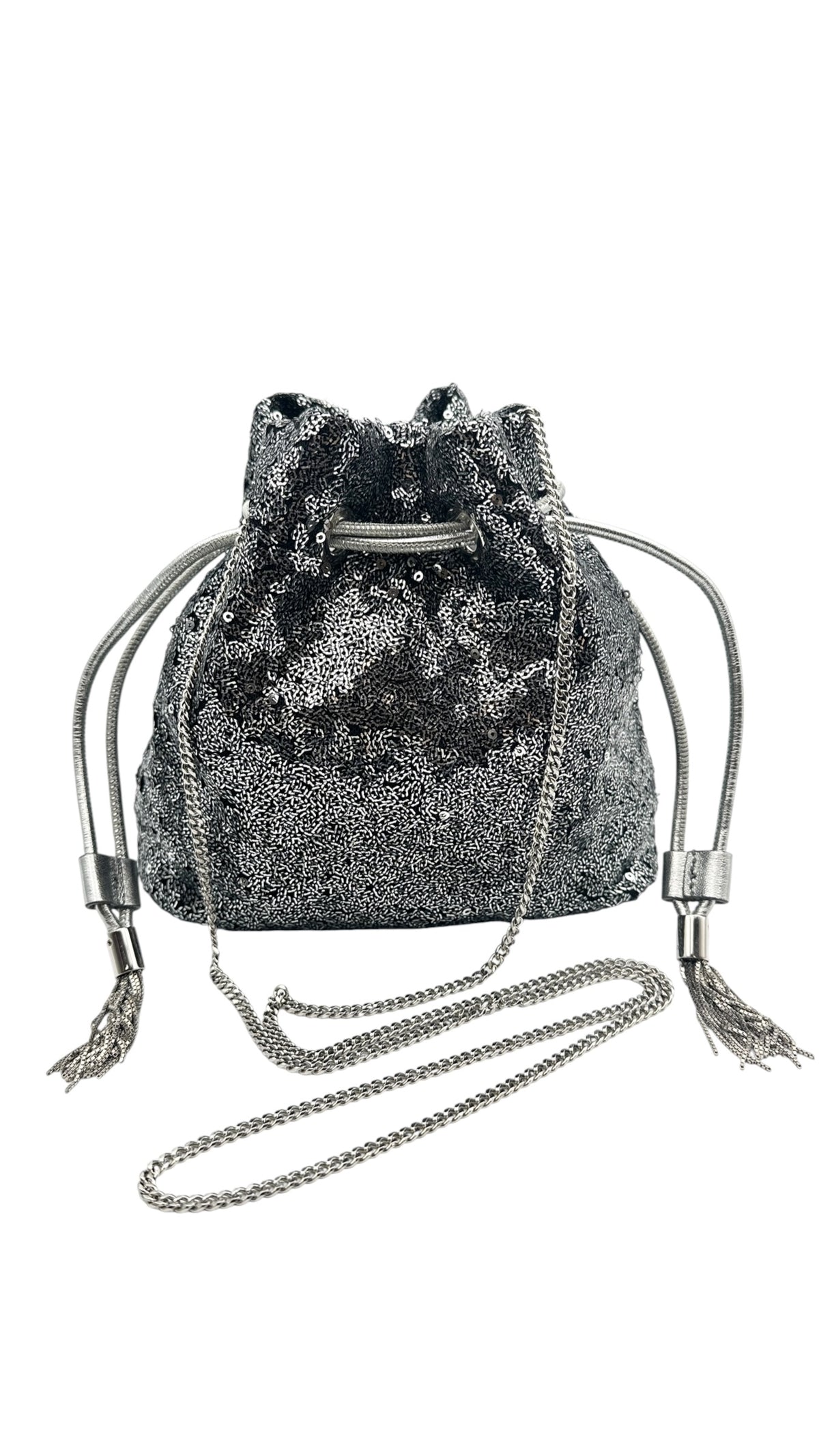 JIMMY CHOO ジミーチュウ スパンコール 巾着チェーンショルダー