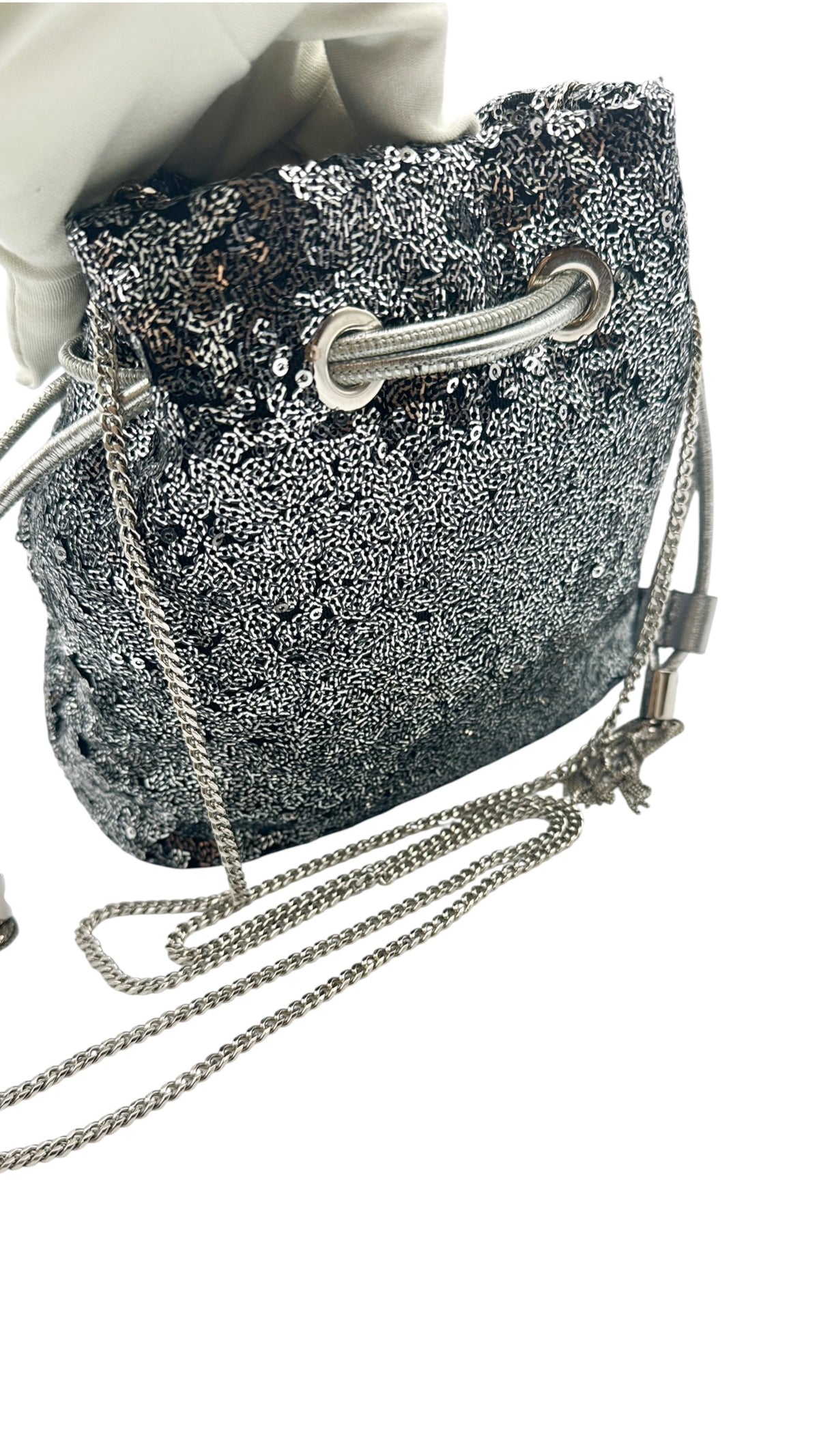JIMMY CHOO ジミーチュウ スパンコール 巾着チェーンショルダー