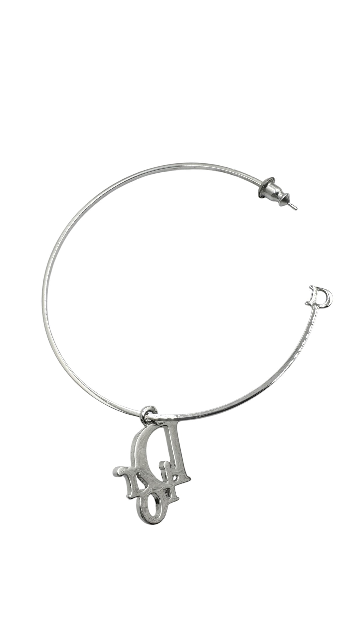 Christian Dior ディオール ループピアス ラインストーン シルバー