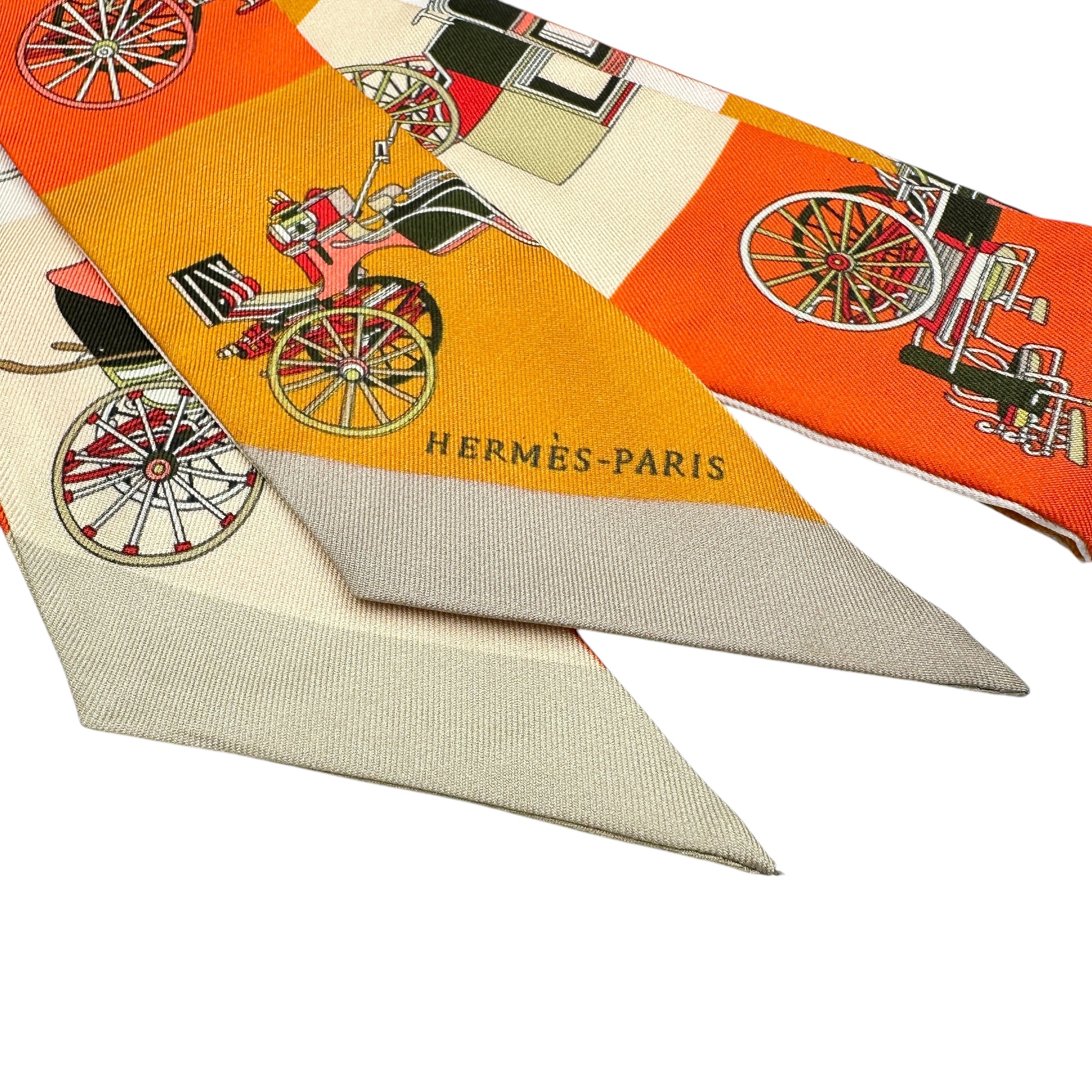 HERMES エルメス ツイリー VOITURES EXQUISES 精巧な馬車 スカーフ リボン