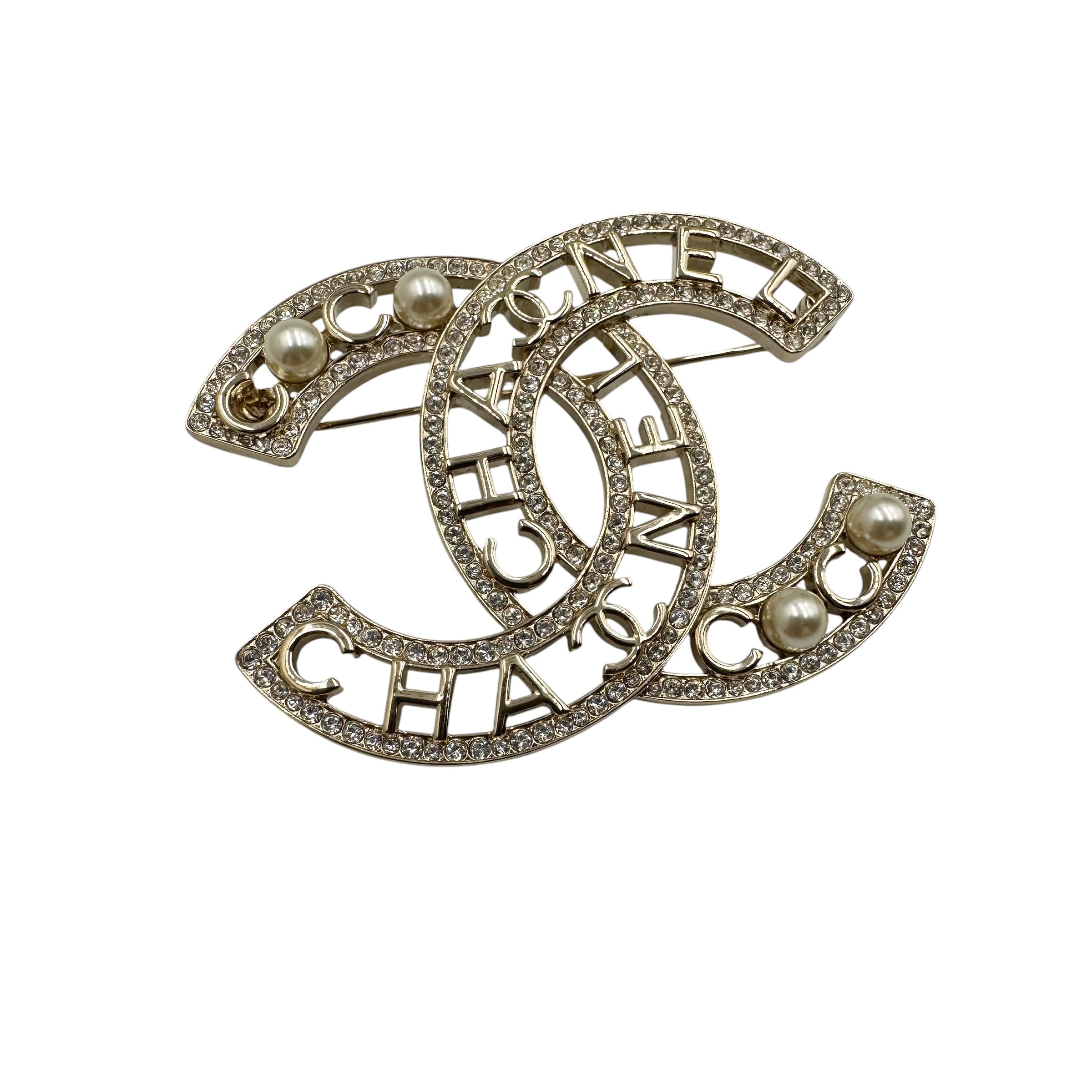 CHANEL シャネル B25V ココマーク ブローチ ストーン パール AB4879 B04130 N8975