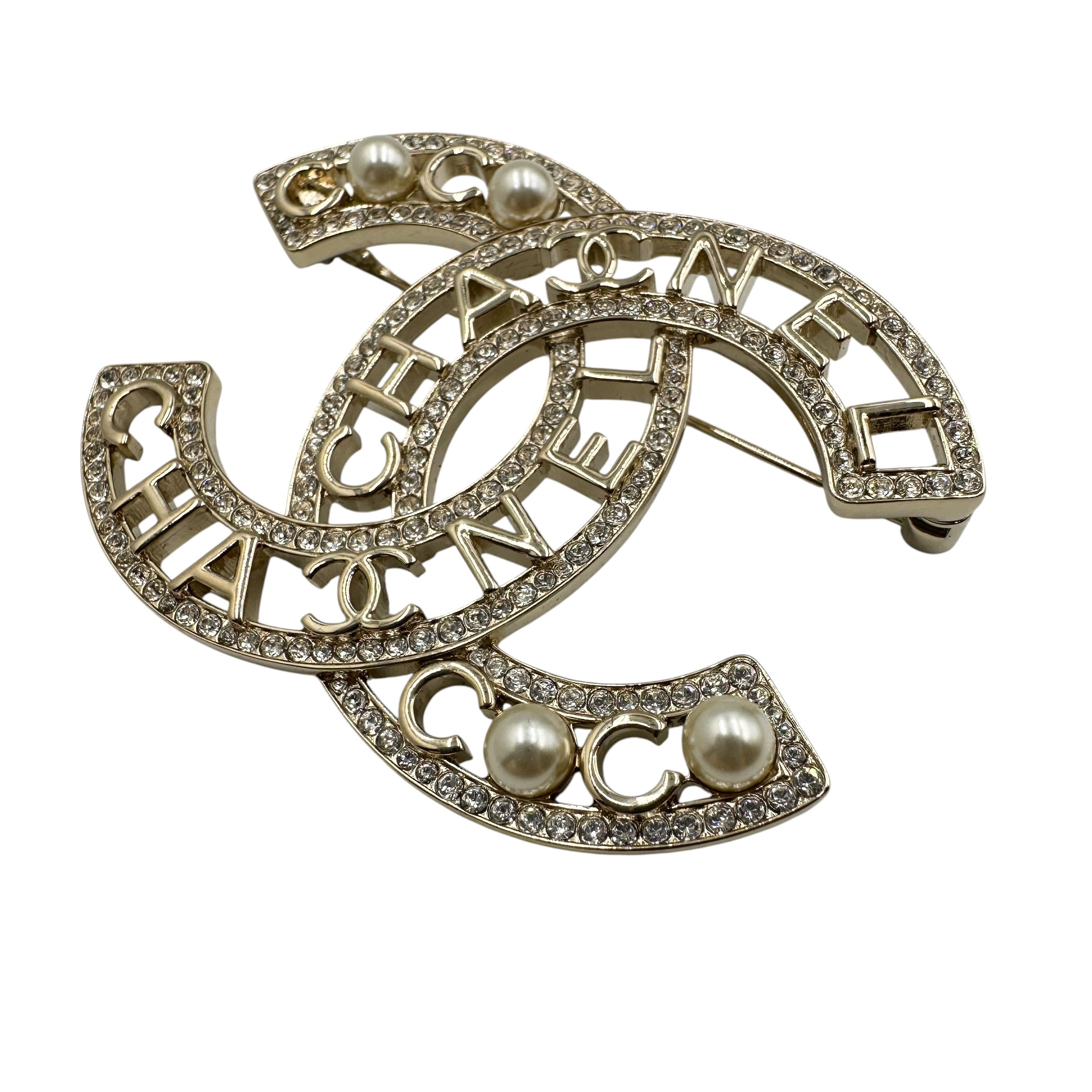 CHANEL シャネル B25V ココマーク ブローチ ストーン パール AB4879 B04130 N8975