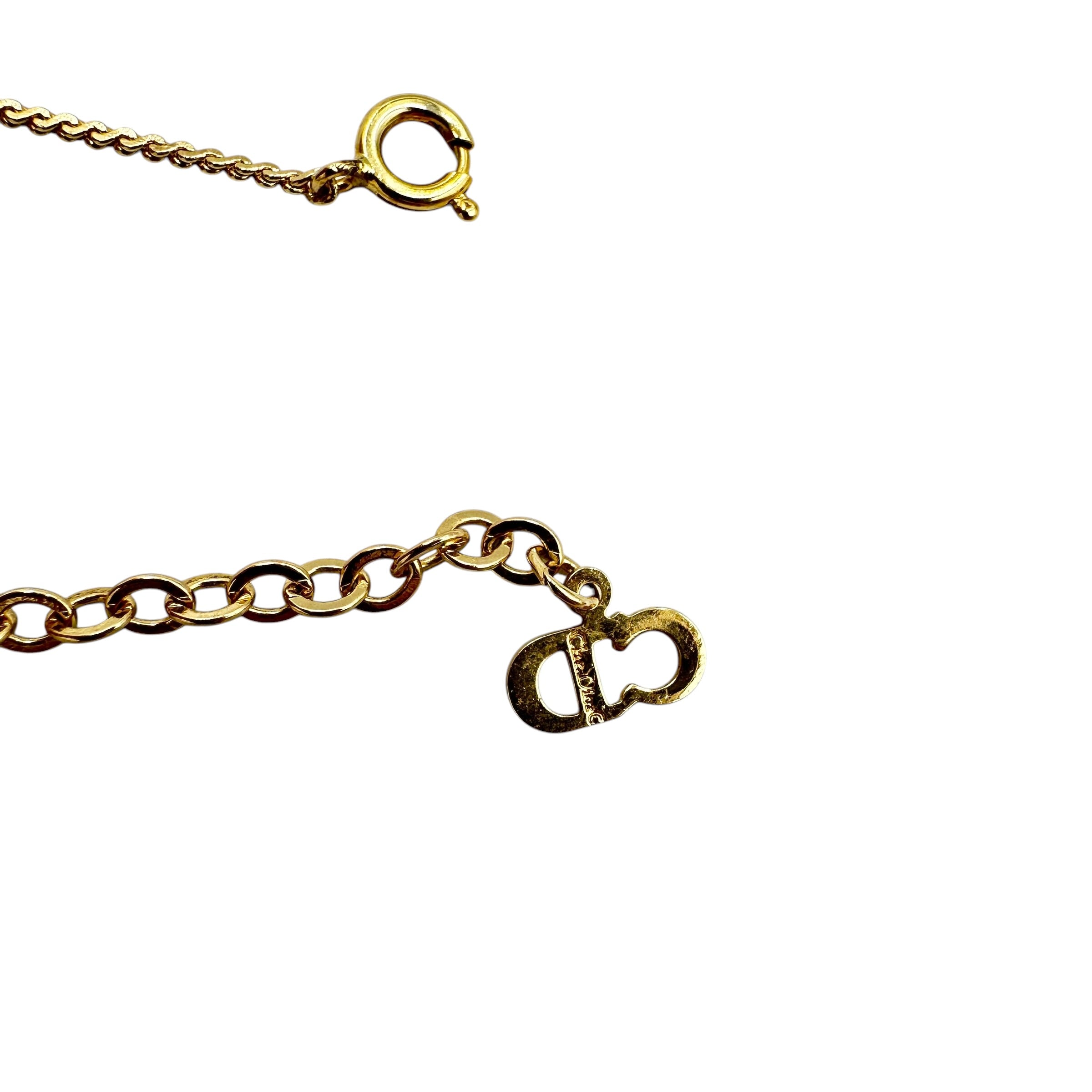 Christian Dior ディオール ゴールドネックレス ラインストーンロゴ