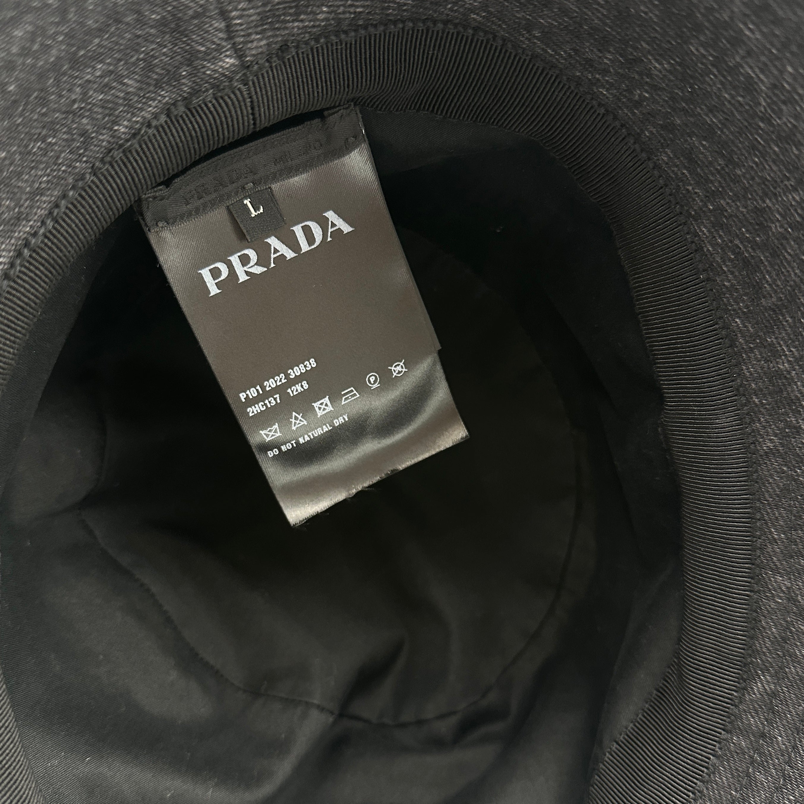 PRADA プラダ バケットハット 帽子 ブラックデニム Lサイズ