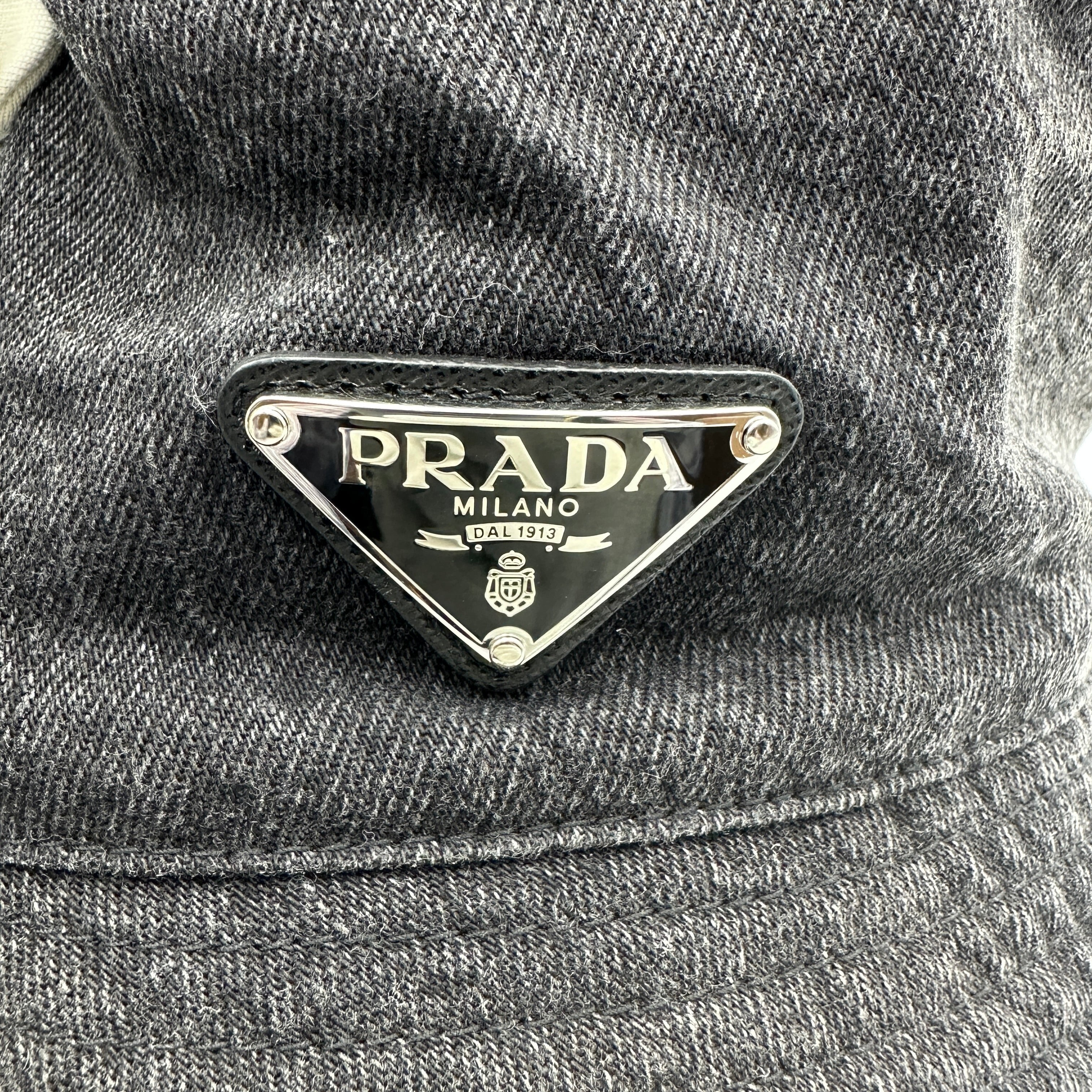 PRADA プラダ バケットハット 帽子 ブラックデニム Lサイズ