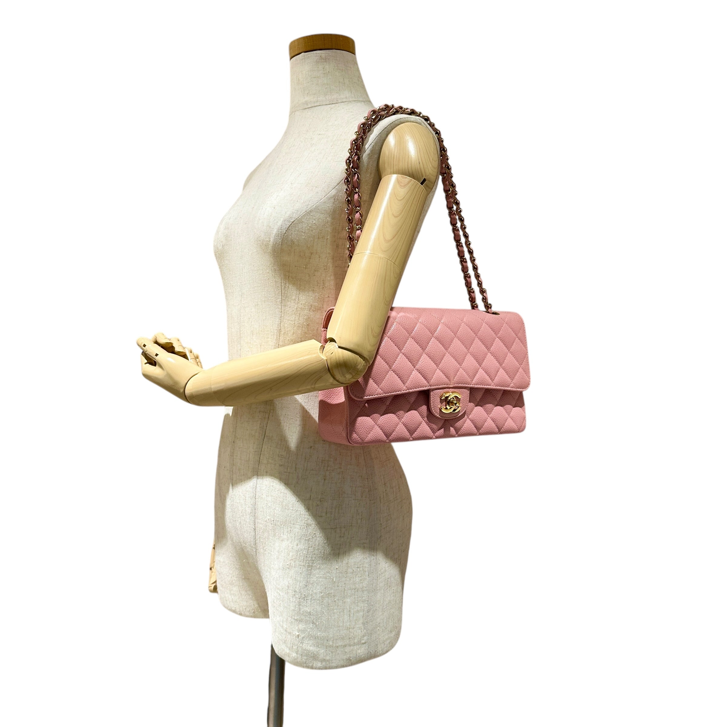 CHANEL シャネル キャビアスキン マトラッセ25 ダブルフラップ ショルダーバッグ