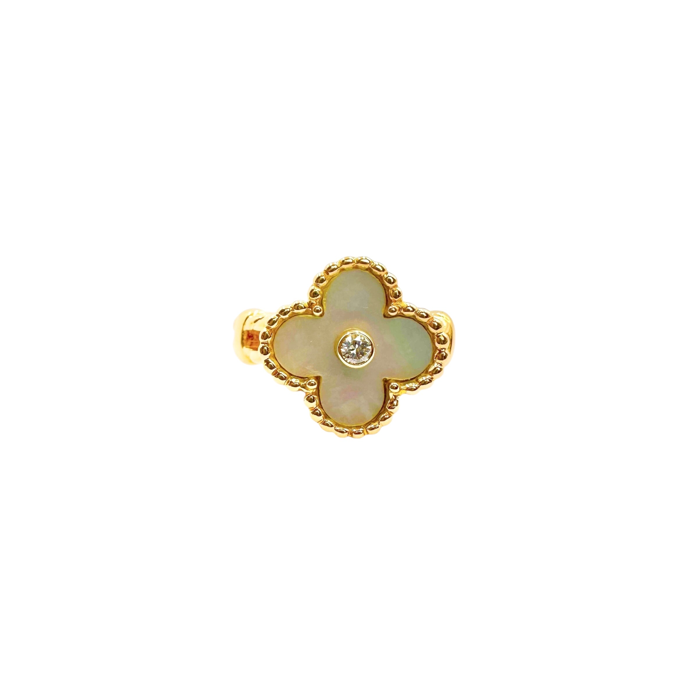 VanCleef & Arpels ヴァンクリーフ&アーペル アルハンブラ リング ダイヤ ホワイトシェル