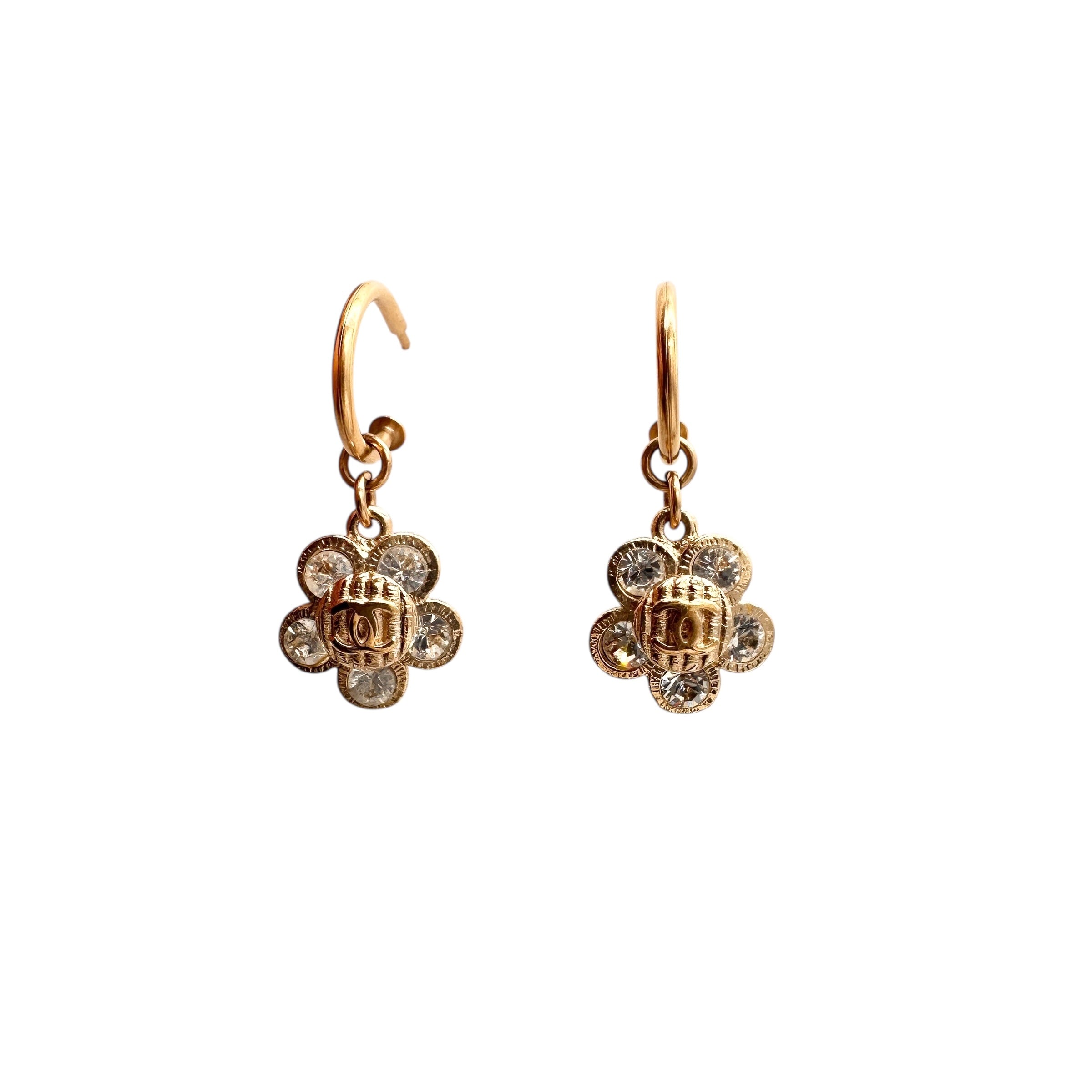 CHANEL シャネル 06A カメリア ラインストーン ピアス