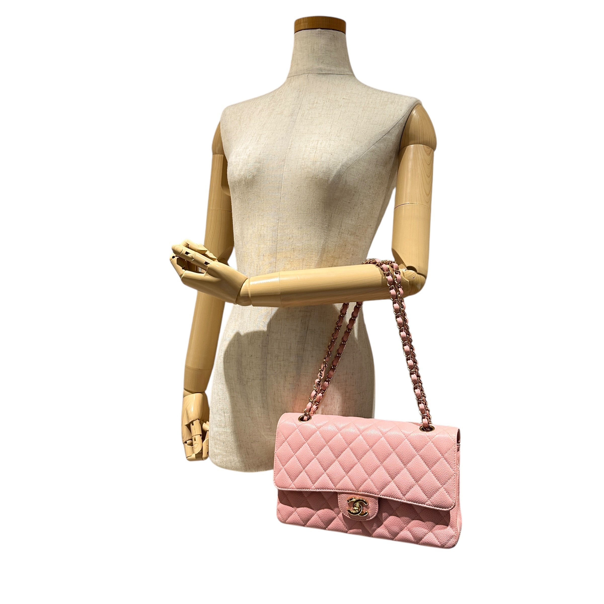 CHANEL シャネル キャビアスキン マトラッセ25 ダブルフラップ ショルダーバッグ