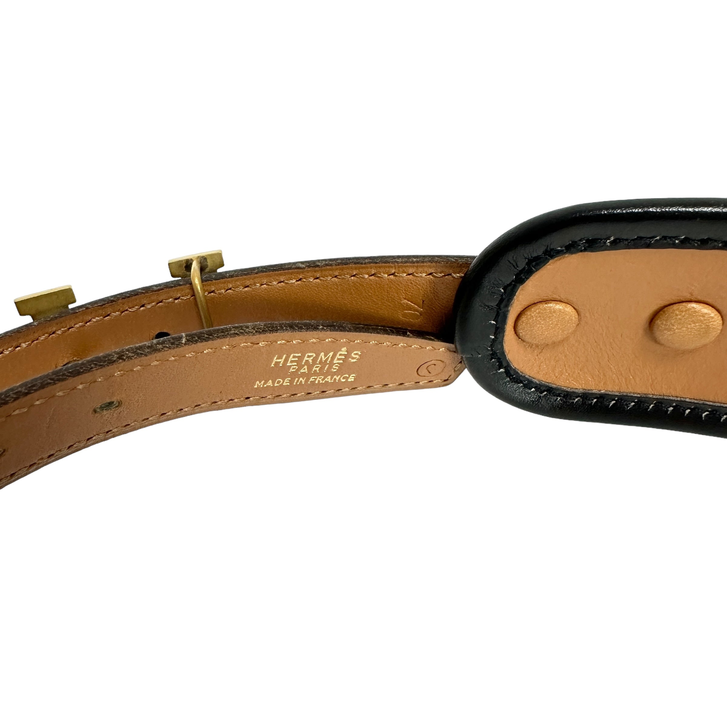 Hermès Belt Buckle & Reversible Belt #90 Black / Guilloche