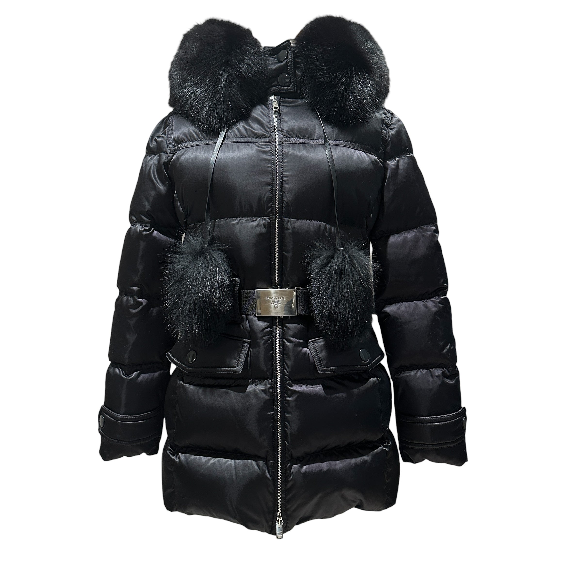PRADA プラダ ダウンコート リアルファー #40(Mサイズ)