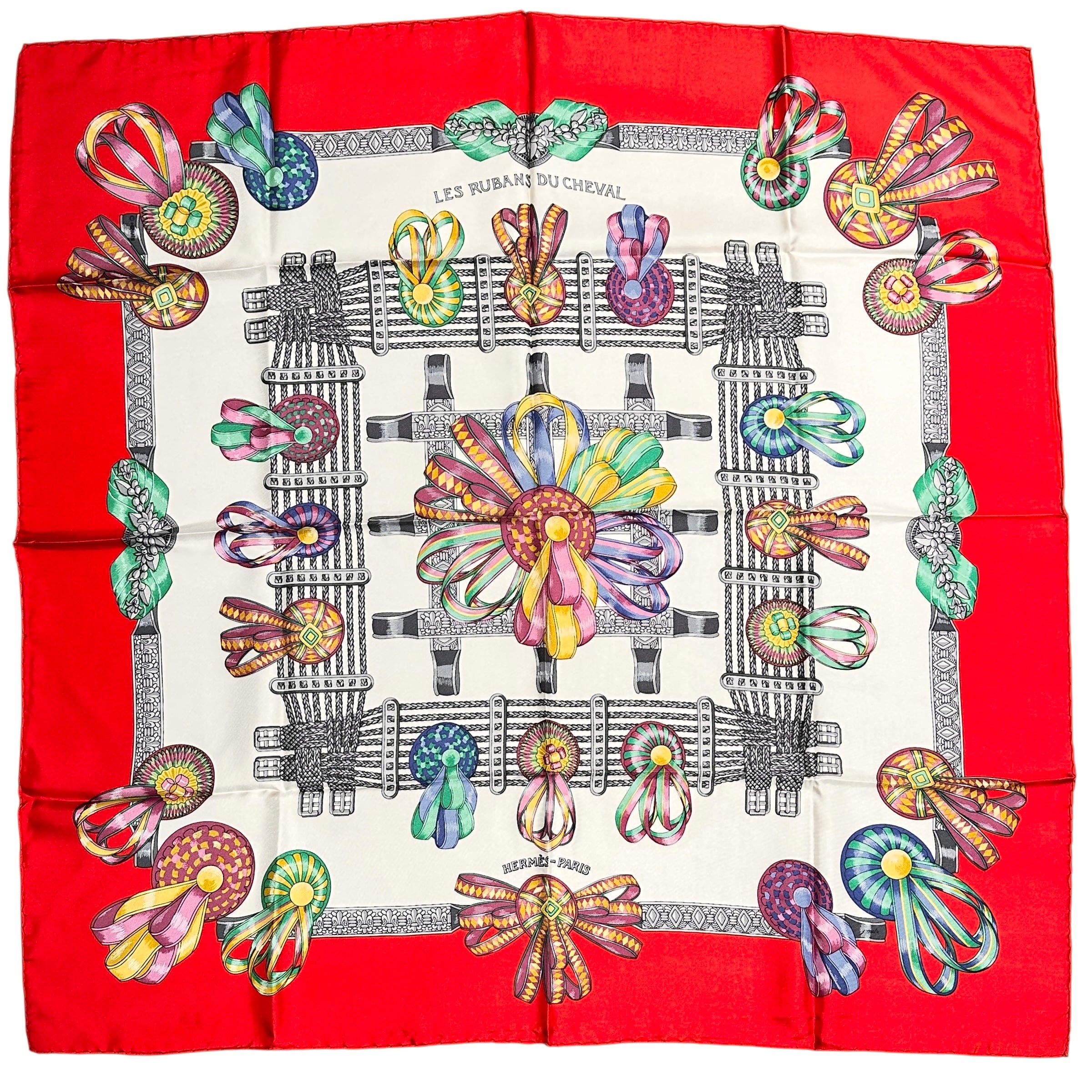 HERMES エルメス カレ90 馬のリボン飾り